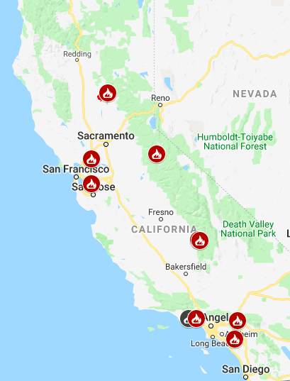 Fire map in California. CREDIT: CALFire