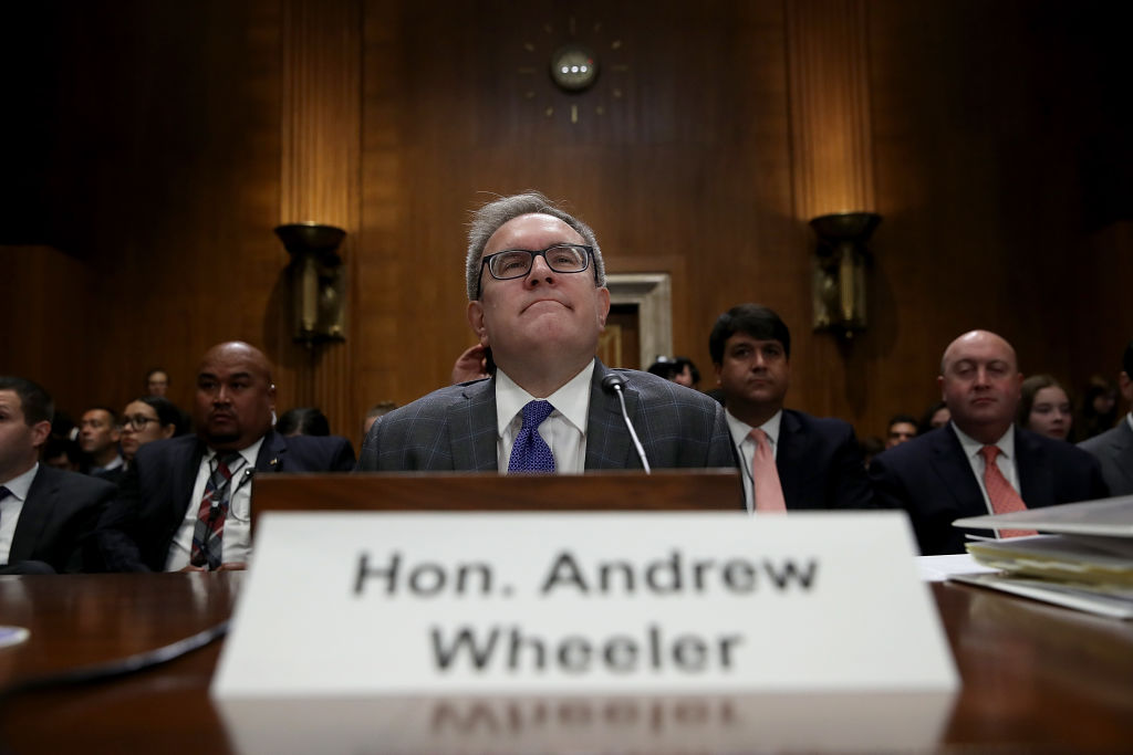 Acting EPA Administrator Andrew Wheeler waits to testify before the Senate Environment and Public Works Committee August 1, 2018 in Washington, DC. (Credit: Win McNamee/Getty Images)