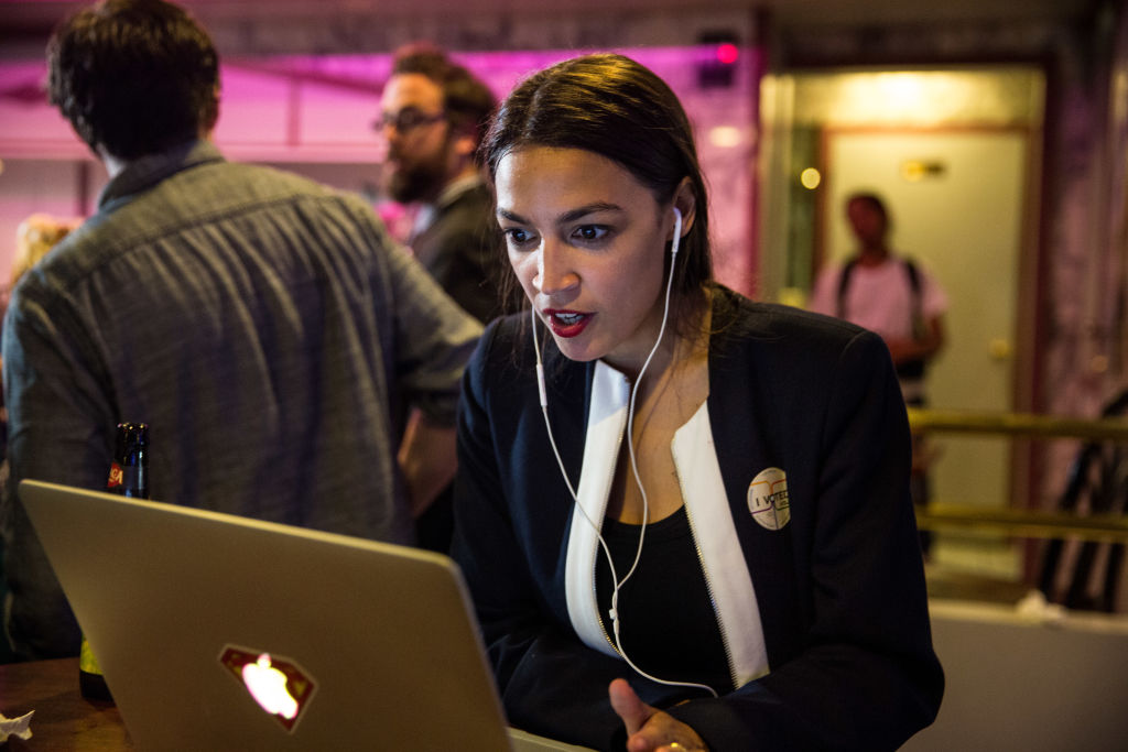 Alexandria Ocasio-Cortez at her victory party in New York, New York on June 26, 2018. (Scott Heins/Getty Images)