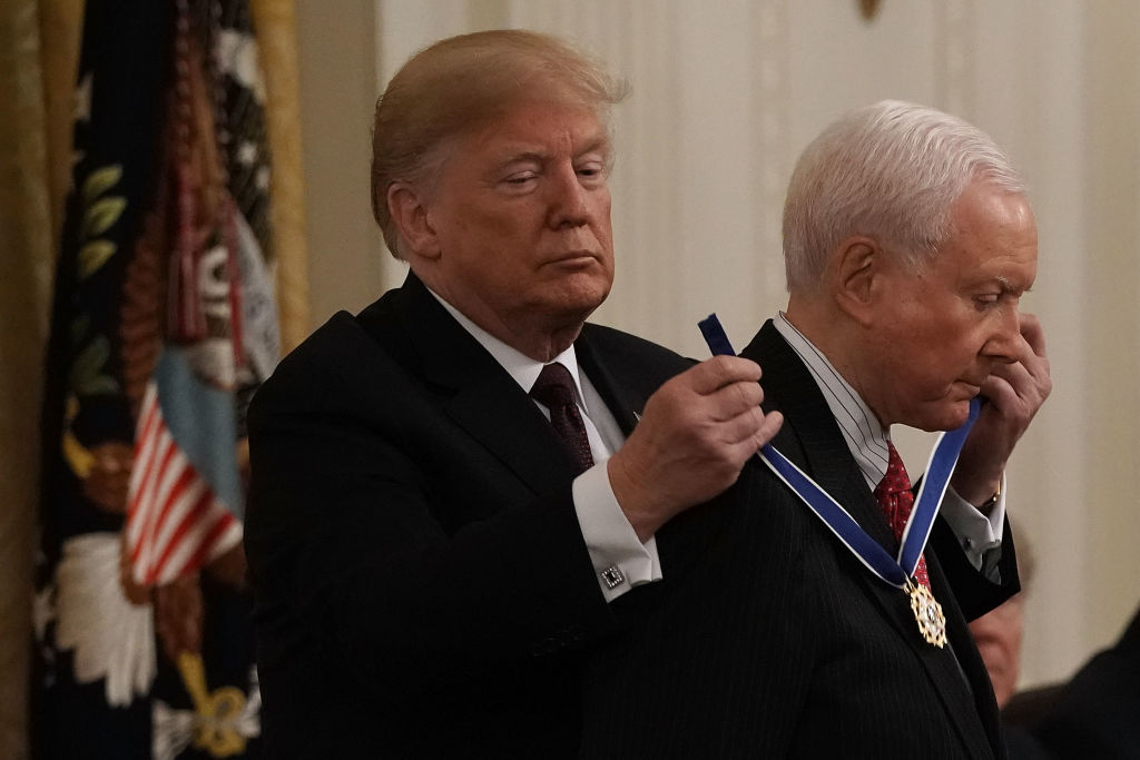 Donald Trump presented the Presidential Medal of Freedom to Sen. Orrin Hatch (R-UT) in November.