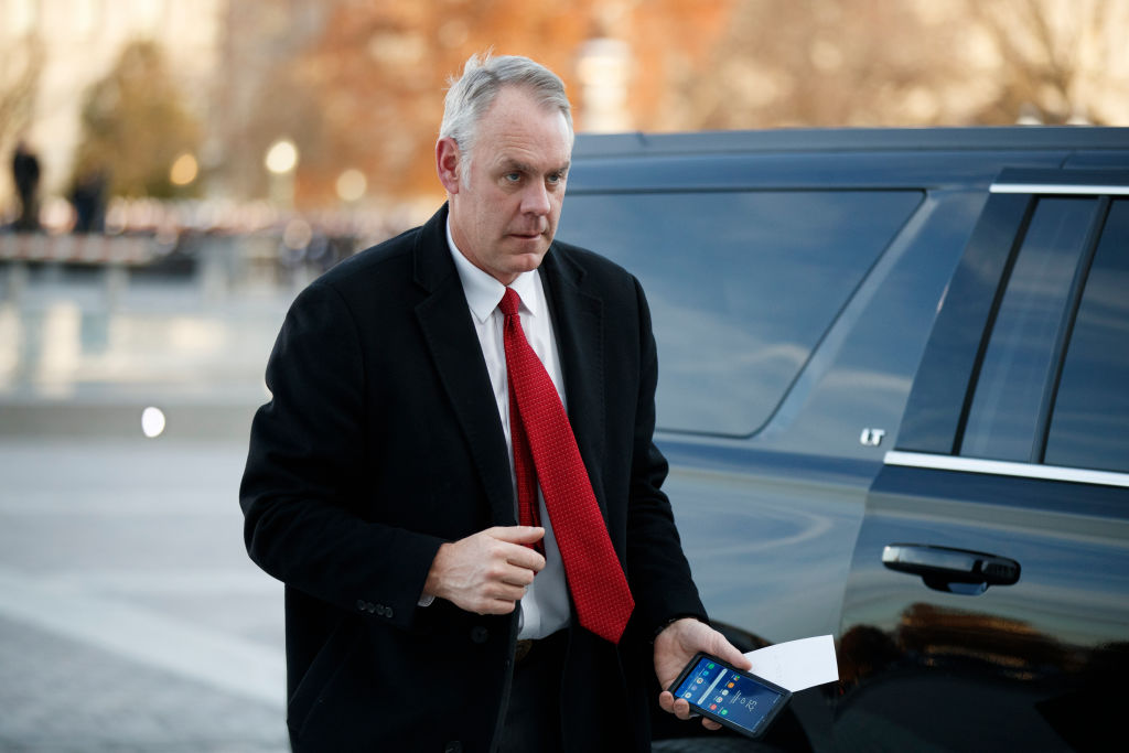 Secretary of the Interior Ryan Zinke arrives at the US Capitol earlier this month