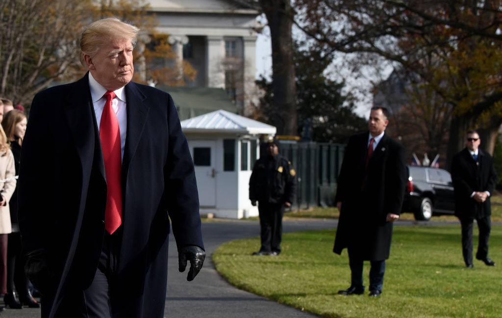 Trump and his Republican allies moved the goalposts once again this week, claiming crimes he allegedly committed, discovered by Special Counsel Robert Mueller and the Southern District of New York, weren't actually crimes. (Photo credit: Olivier Douliery-Pool/Getty Images)