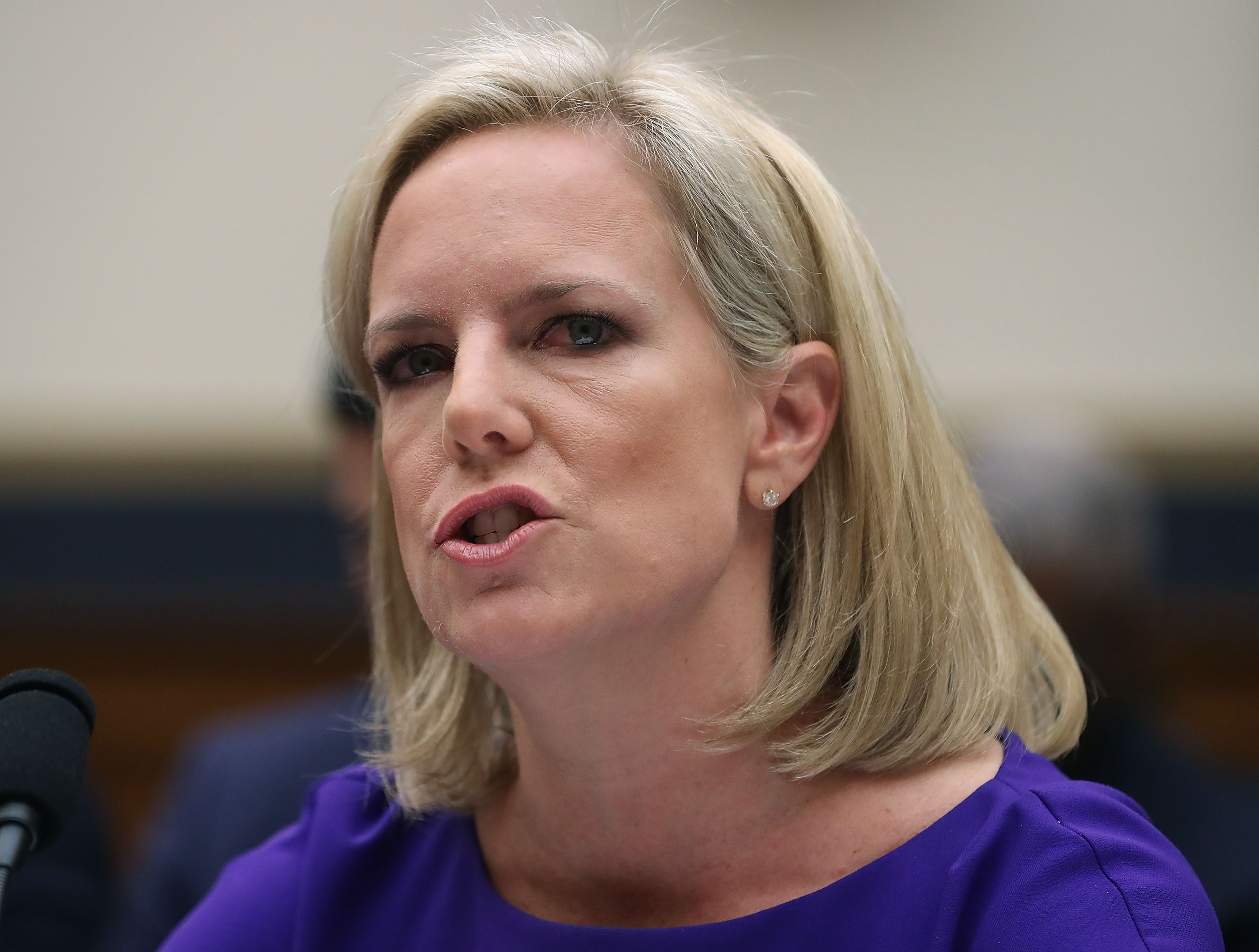 WASHINGTON, DC - DECEMBER 20: Homeland Security Secretary Kirstjen Nielsen testifies during a House Judiciary Committee hearing on Capitol Hill, December 20, 2018 in Washington, DC. The committee is hearing testimony about oversight of the department. (Photo by Mark Wilson/Getty Images)