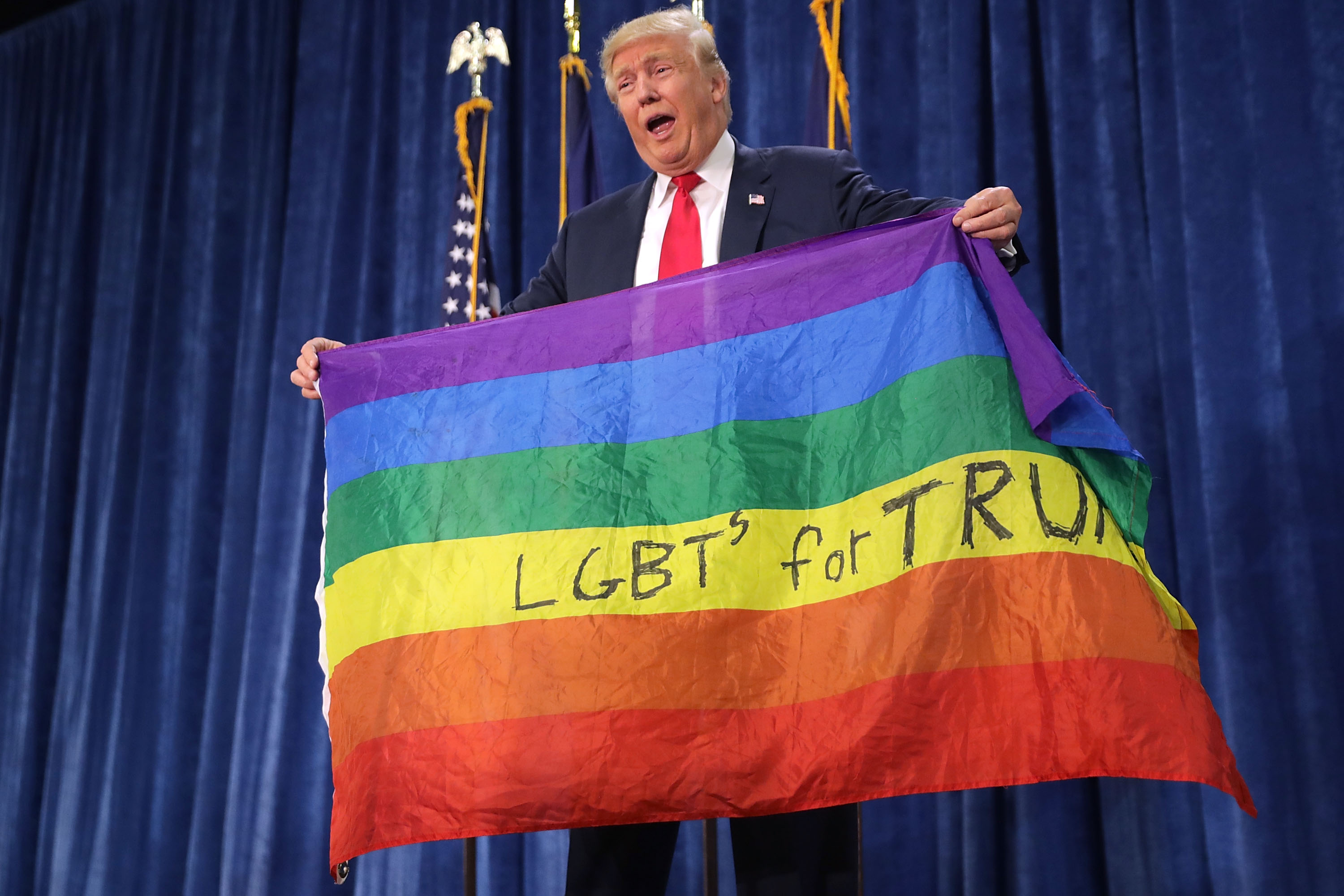 The Trump administration, in a series of emergency briefs on Thursday, pleaded with the Supreme Court to allow a ban on transgender people serving in the military to take effect, rather that waiting a year to take up the case. (PHOTO CREDIT: Chip Somodevilla/Getty Images)