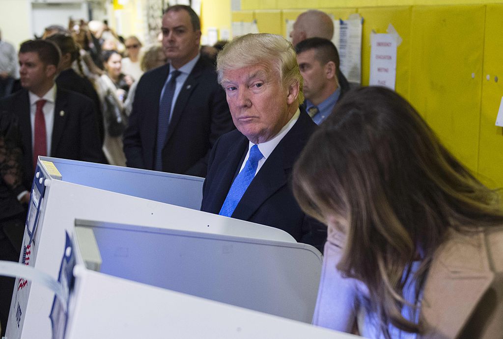 Donald Trump and Melania Trump vote in New York, New York on November 8, 2016. (MANDEL NGAN/AFP/Getty Images)