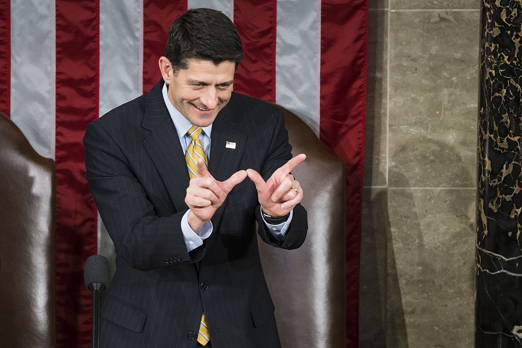 Paul Ryan during the certification of Electoral College votes on Capitol Hill on January 6, 2017. (Samuel Corum/Anadolu Agency/Getty Images)