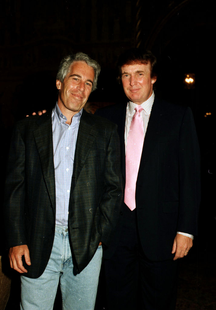 Jeffrey Epstein and Donald Trump at the Mar-a-Lago Club in Palm Beach, Florida in 1997. (Davidoff Studios/Getty Images)