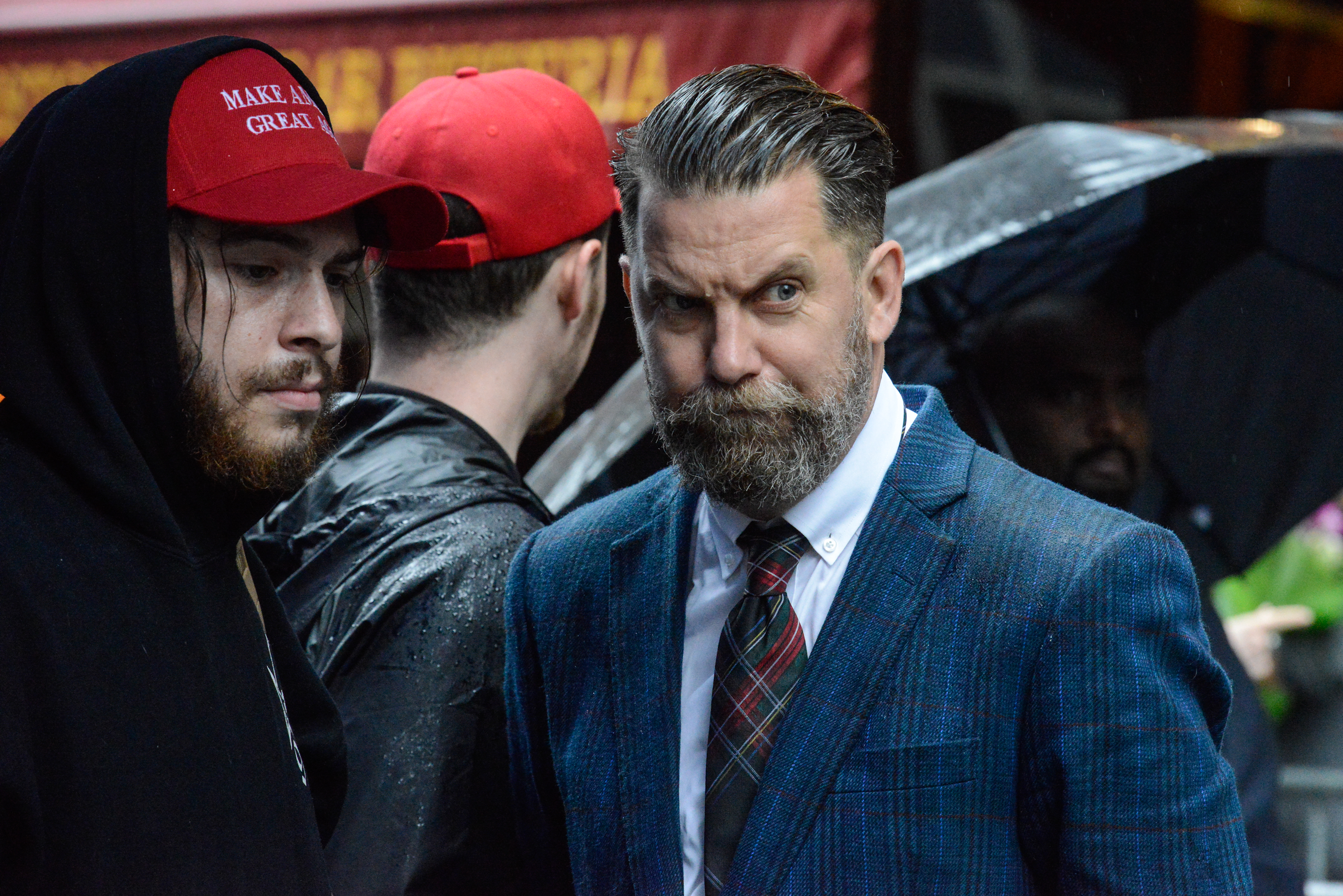Proud Boys founder Gavin McInnes, who said this fall he's quit the group after several of his followers were charged in the beatings of counterprotesters outside a New York event in October. CREDIT: Stephanie Keith/Getty Images