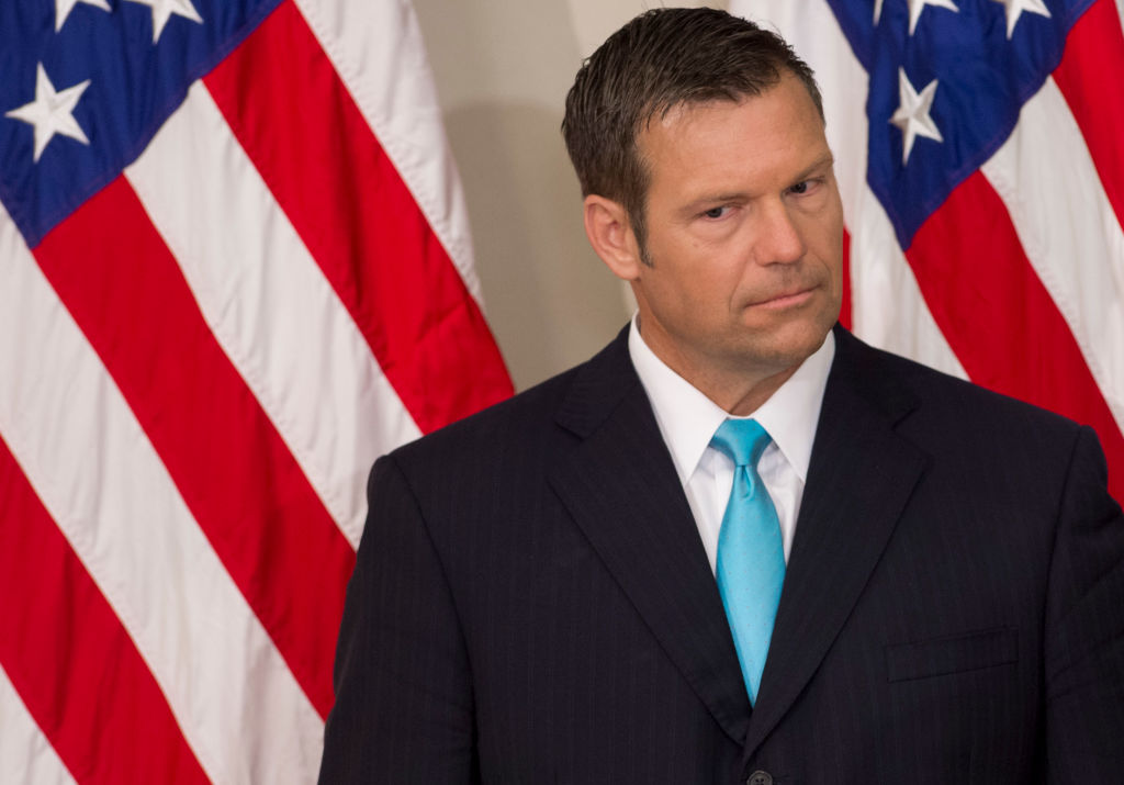 Kris Kobach at the Eisenhower Executive Office Building in Washington, D.C. on July 19, 2017. (SAUL LOEB/AFP/Getty Images)