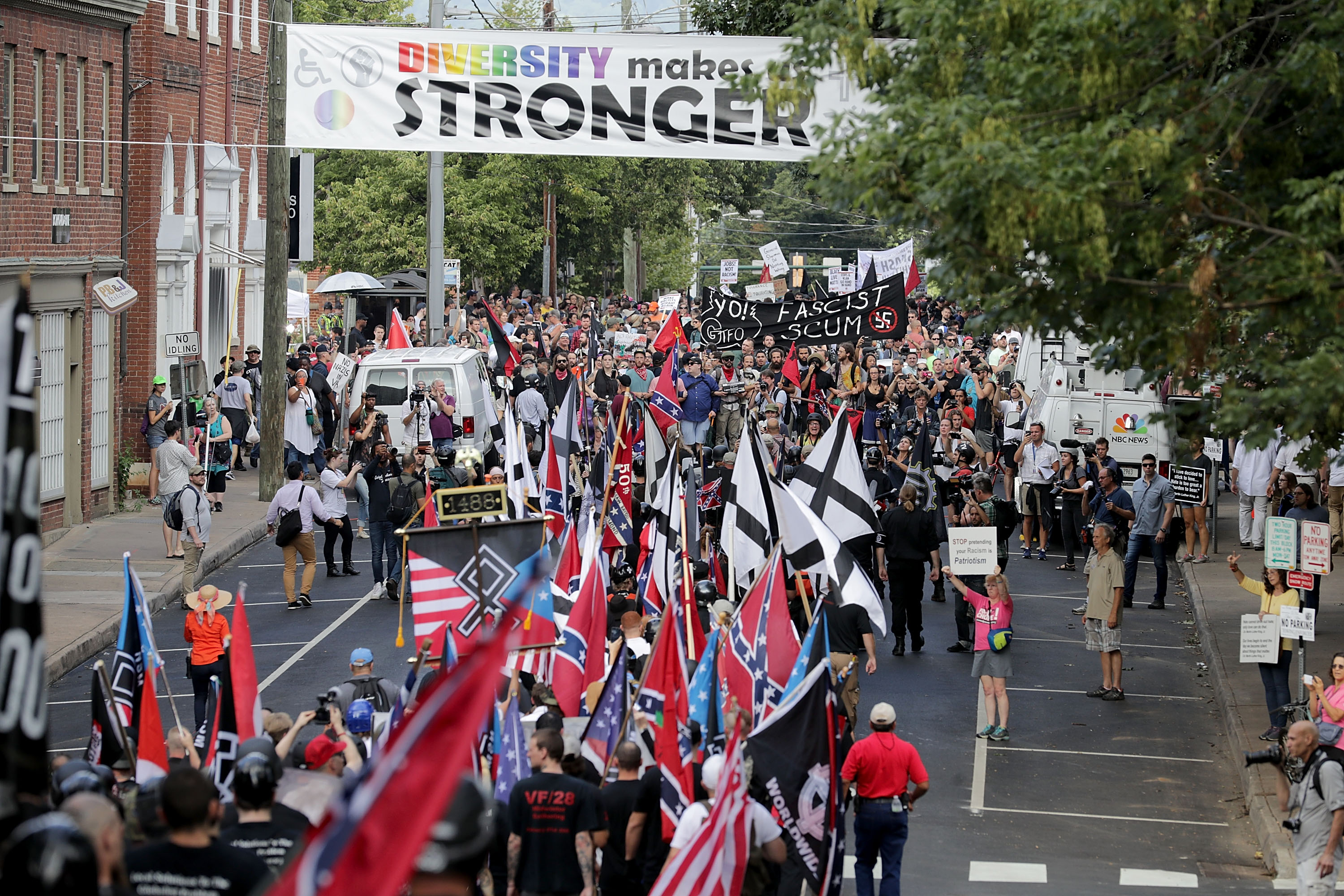 The Unite the Right rally in Charlottesville continues to resonate against white supremacists, particularly in the wake of James Fields' conviction Friday. CREDIT: Chip Somodevilla/Getty Images