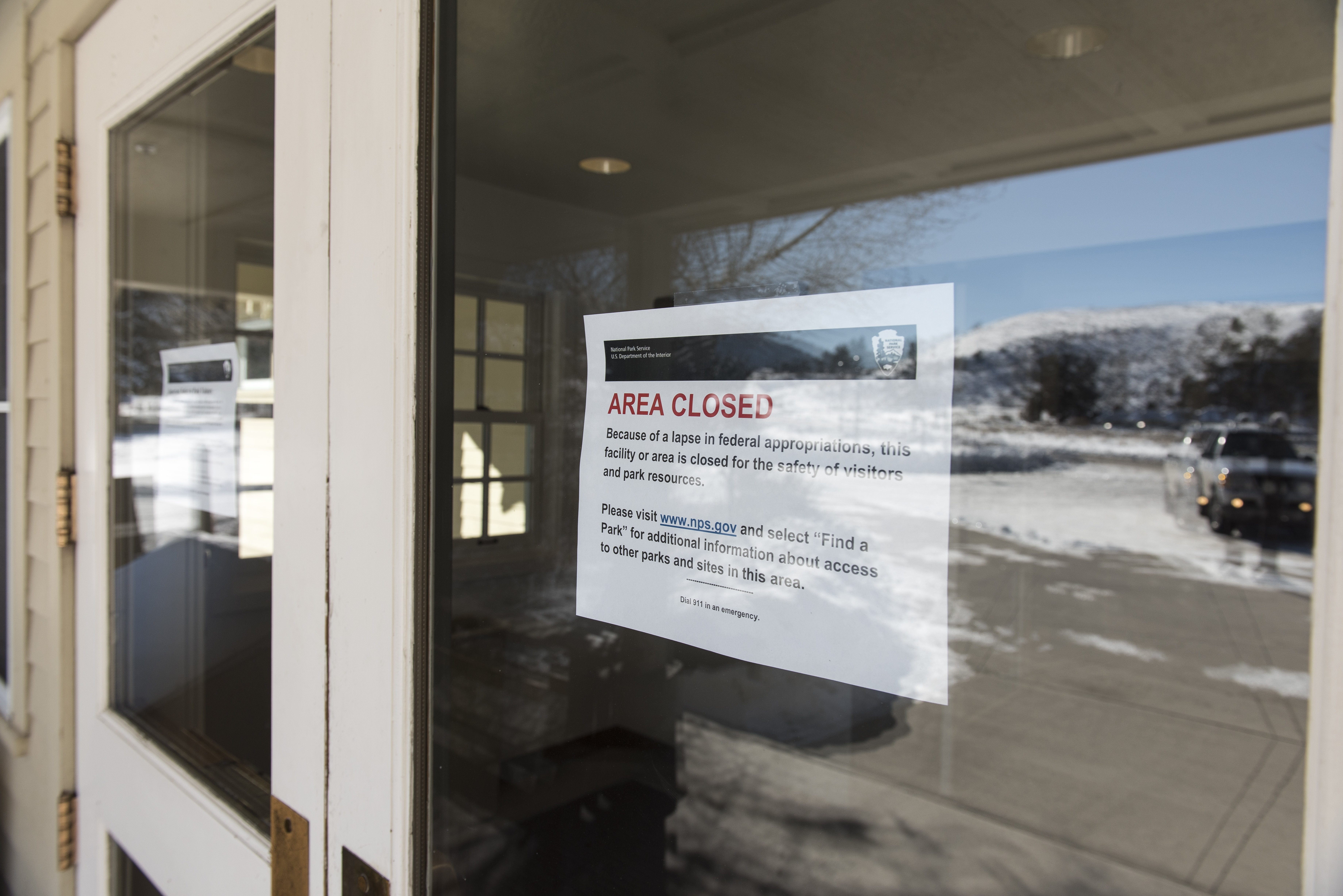YELLOWSTONE NATIONAL PARK, WY - JANUARY 21:The public toilets at Mammoth Hot Springs in Yellowstone National Park are closed due to the government shutdown. Visitors are allowed to enter the park with the understanding that there are no government services due to the government shutdown. (Photo by William Campbell/Corbis via Getty Images)