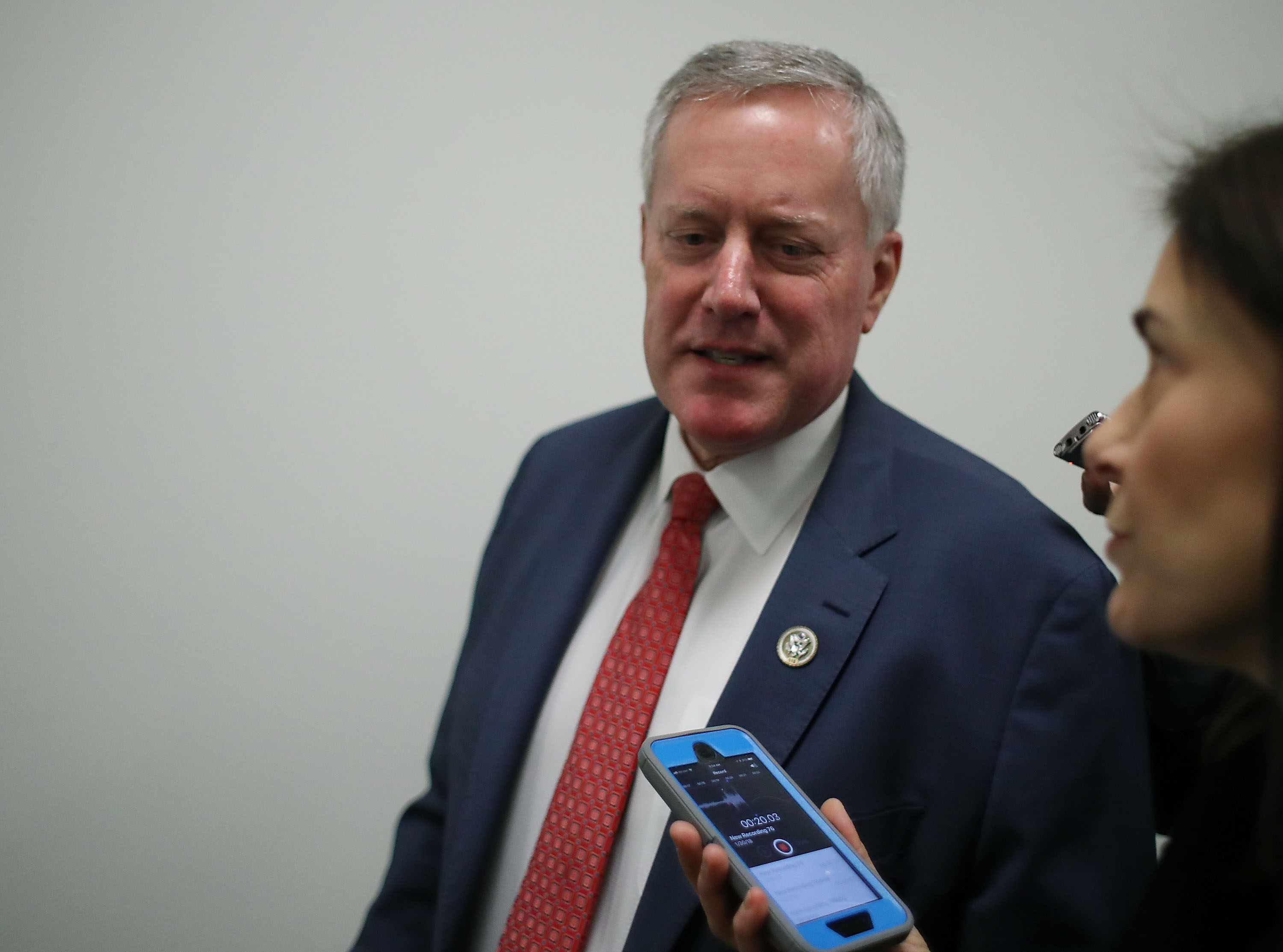 WASHINGTON, DC - JANUARY 30: Rep. Mark Meadows (R-NC) speaks to reporters after attending a meeting with House GOP members, on Capitol Hill January 30, 2018 in Washington, DC. (Photo by Mark Wilson/Getty Images)