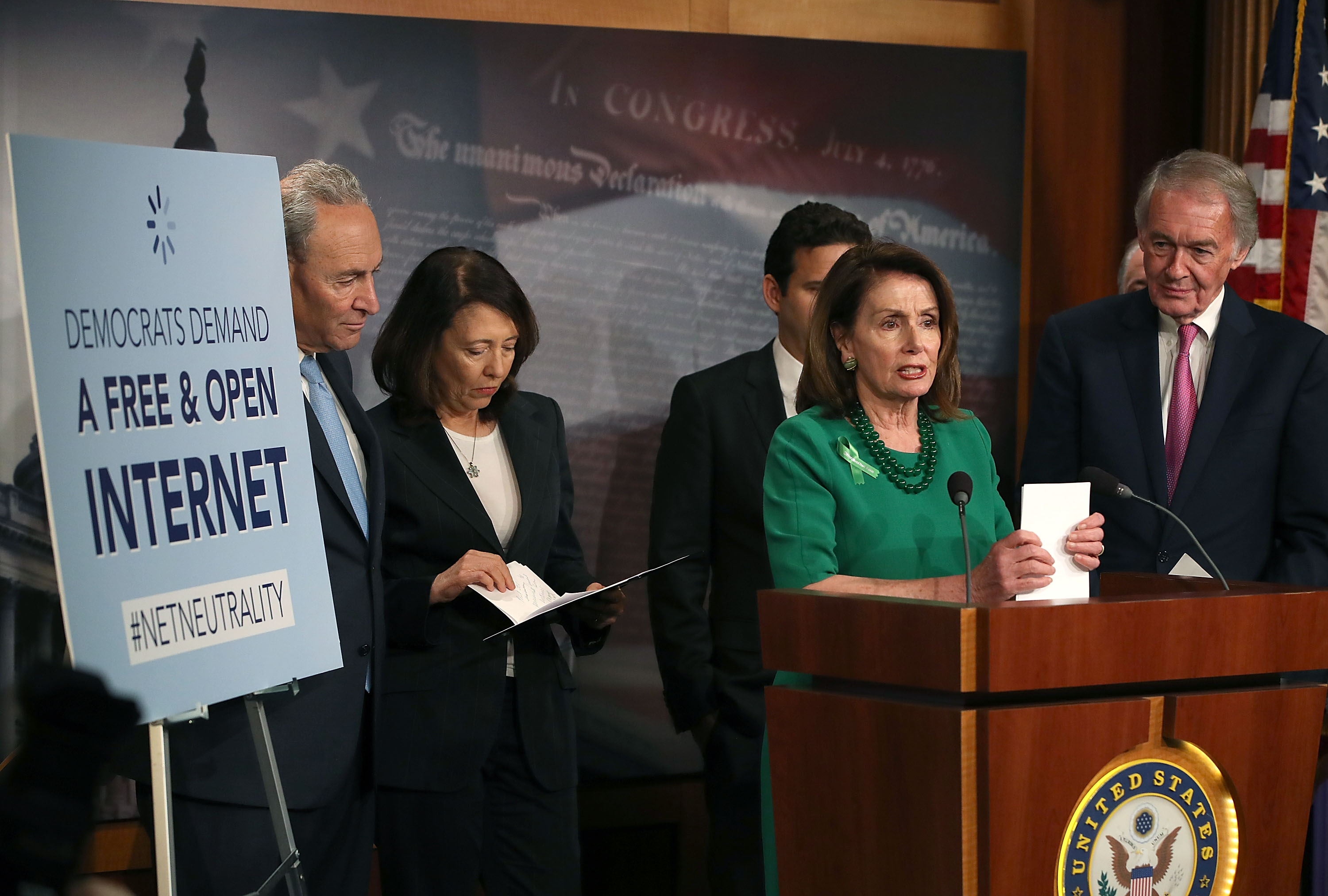 House Minority Leader Nancy Pelosi (D-CA) speaks at a press conference at the Capitol Building on May 16, 2018 in Washington, DC. (CREDIT: Mark Wilson/Getty Images)