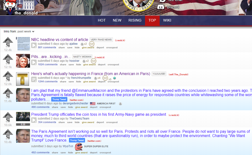 Half of this weeks top-scoring remarks on r/The_Donald referenced the protests