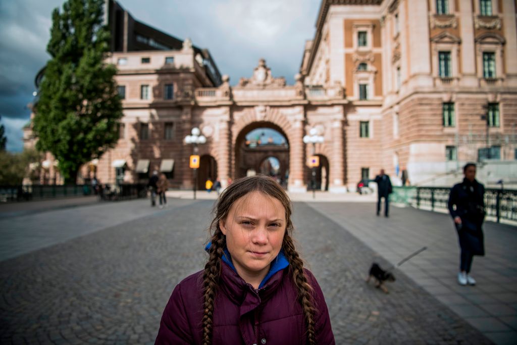 Swedish 15-years-old Greta Thunberg decided to go on school strike every Friday at the parliament to get politicians to act on climate chance following Swedens hottest summer ever. (Credit: JONATHAN NACKSTRAND/AFP/Getty Images)