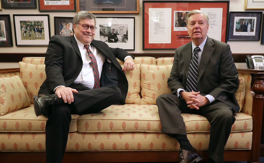 William Barr and Lindsey Graham on Capitol Hill on January 9, 2019. (Chip Somodevilla/Getty Images)