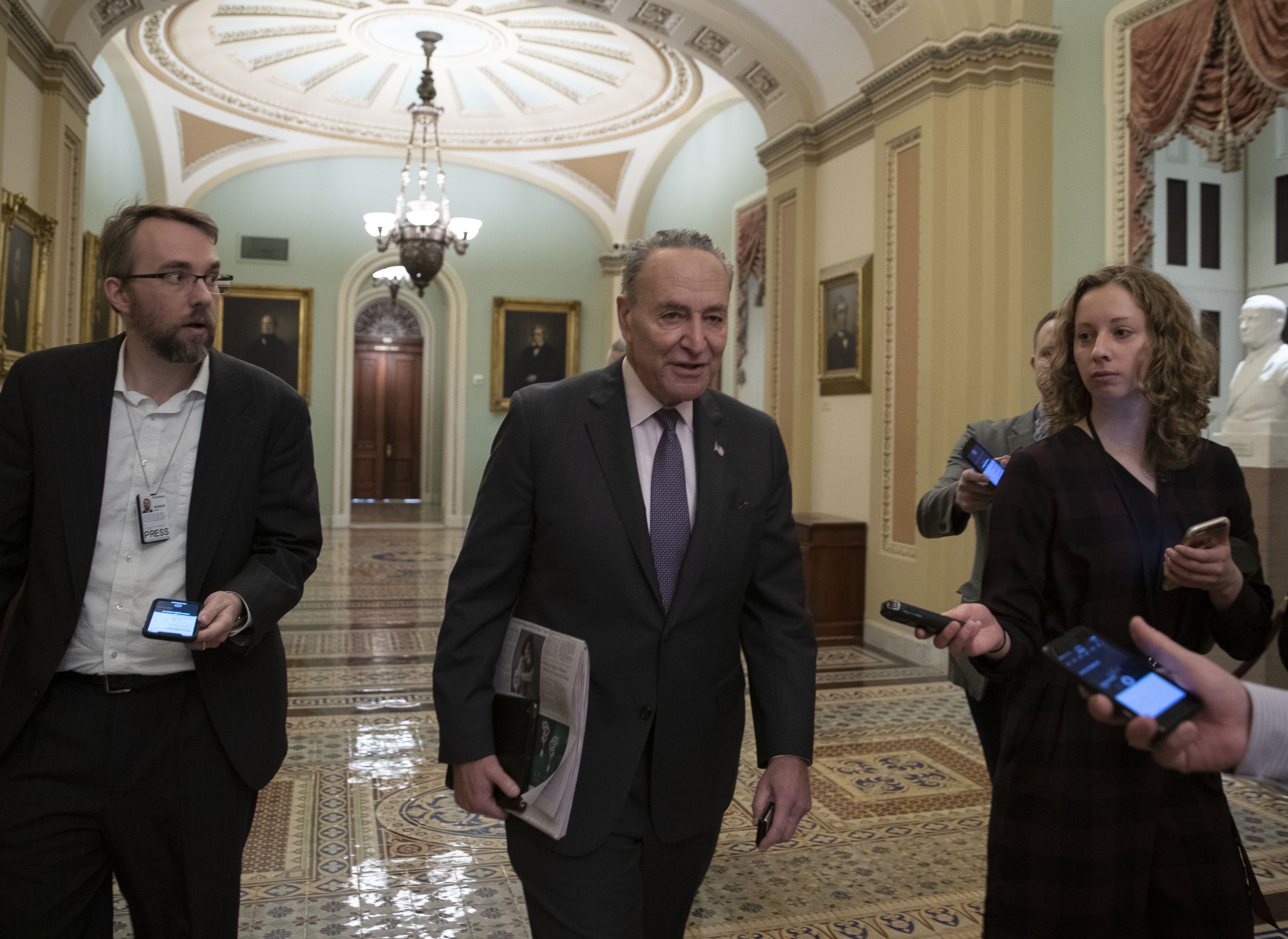Senate Minority Leader Chuck Schumer (D-NY) arrives at the U.S. Capitol on December 22, 2018 in Washington, DC. (PHOTO CREDIT: Alex Edelman/Getty Images)
