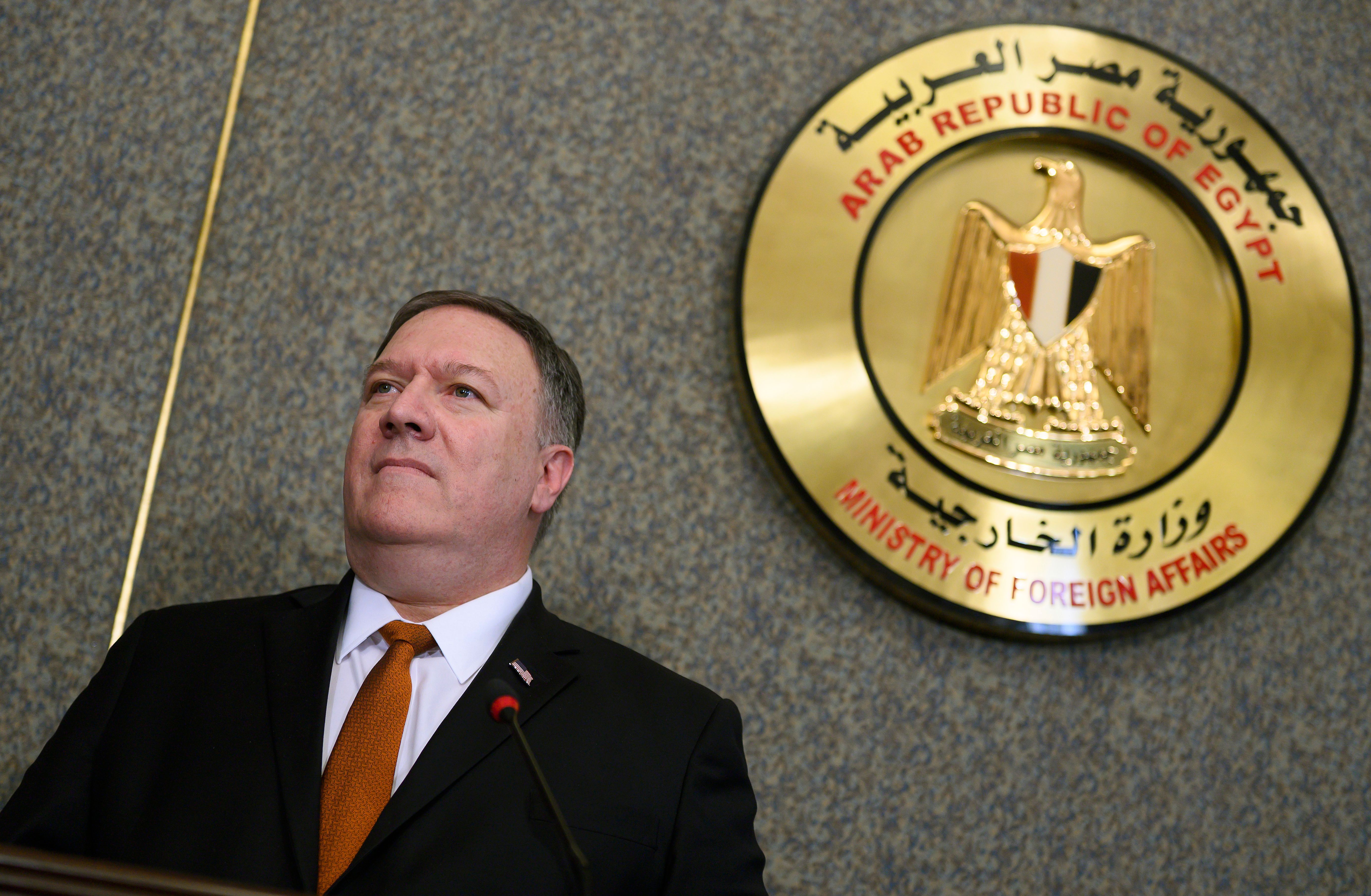 US Secretary of State Mike Pompeo holds a joint press conference with his Egyptian counterpart following their meeting at the ministry of foreign affairs in Cairo on January 10, 2019. (Credit: ANDREW CABALLERO-REYNOLDS / POOL / AFP) (Photo credit should read ANDREW CABALLERO-REYNOLDS/AFP/Getty Images)