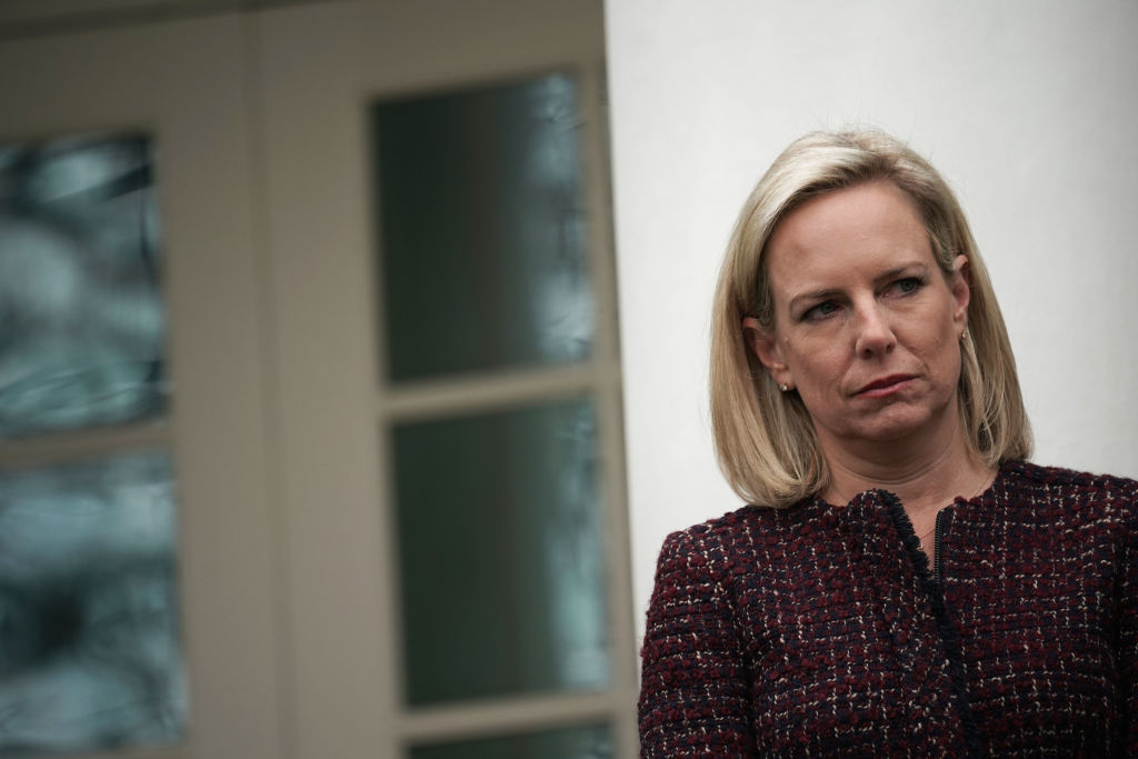 Secretary of Homeland Security Kirstjen Nielsen in the Rose Garden as the government shutdown heads into its third week. (CREDIT: Alex Wong/Getty Images)