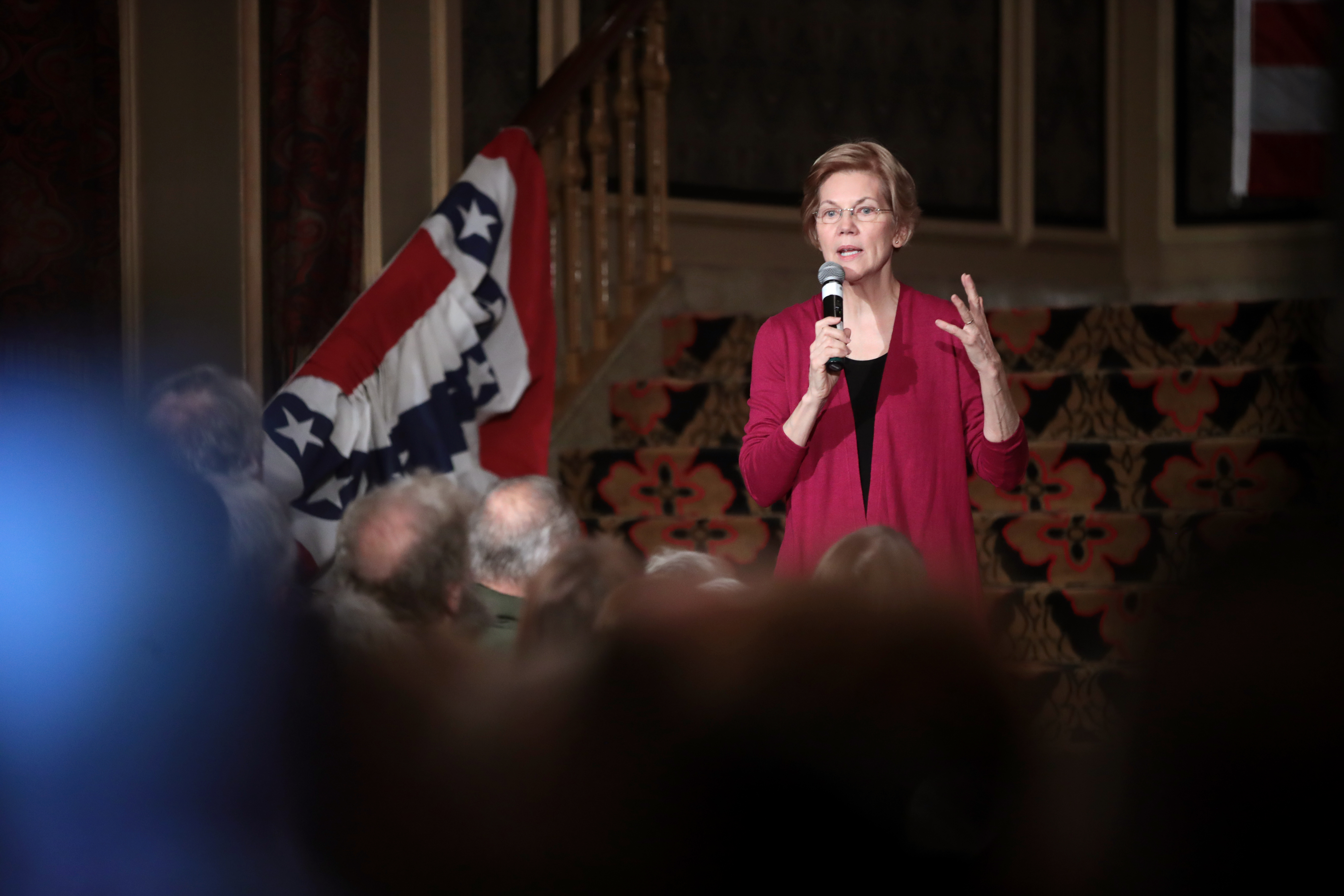 Sen. Elizabeth Warren (D-MA) speaking in Iowa this weekend. CREDIT: Scott Olson/Getty Images