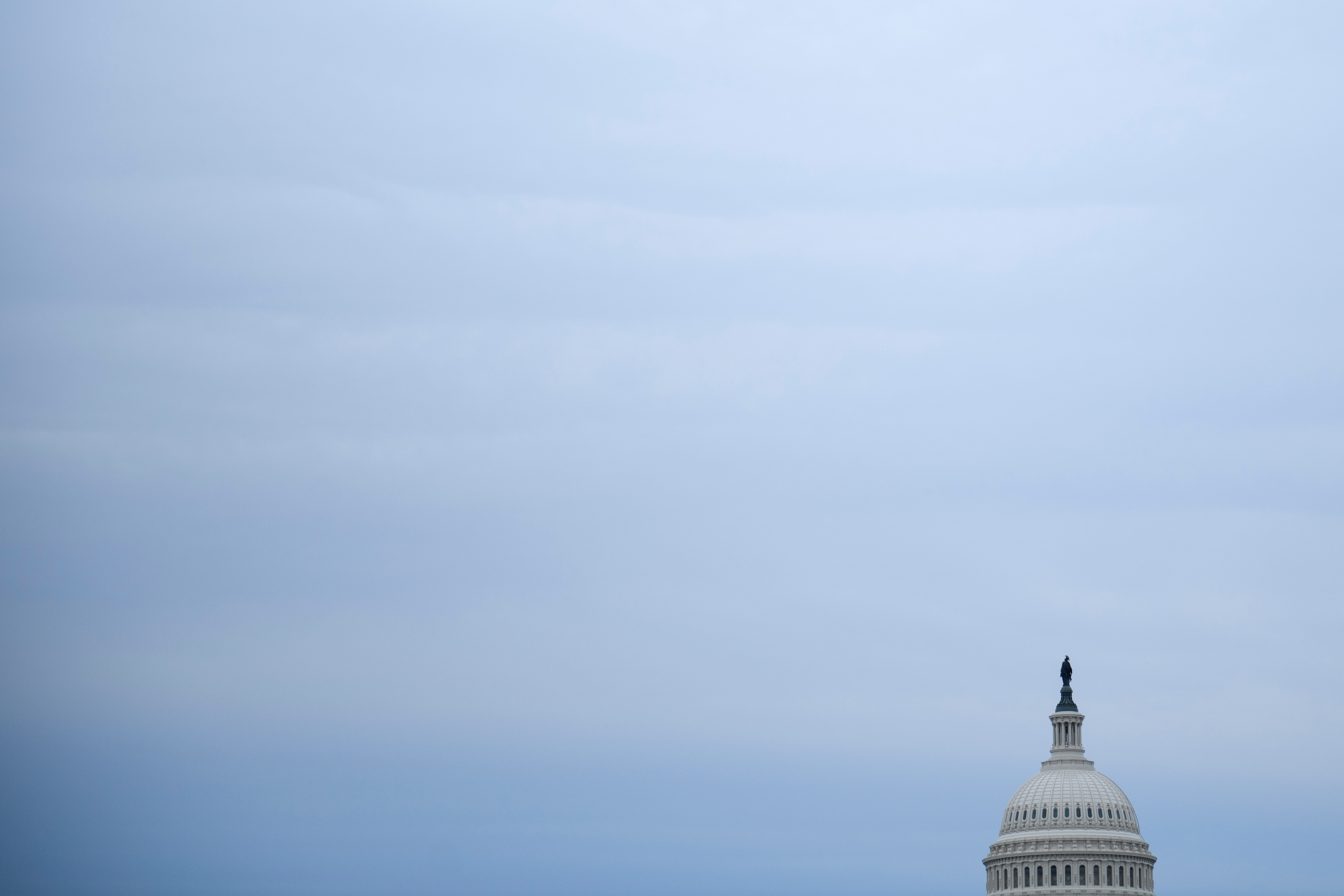 A view of Capitol Hill while the US government prepares for a temporary three-week reopening January 27, 2019 in Washington, DC. (Credit: BRENDAN SMIALOWSKI/AFP/Getty Images)