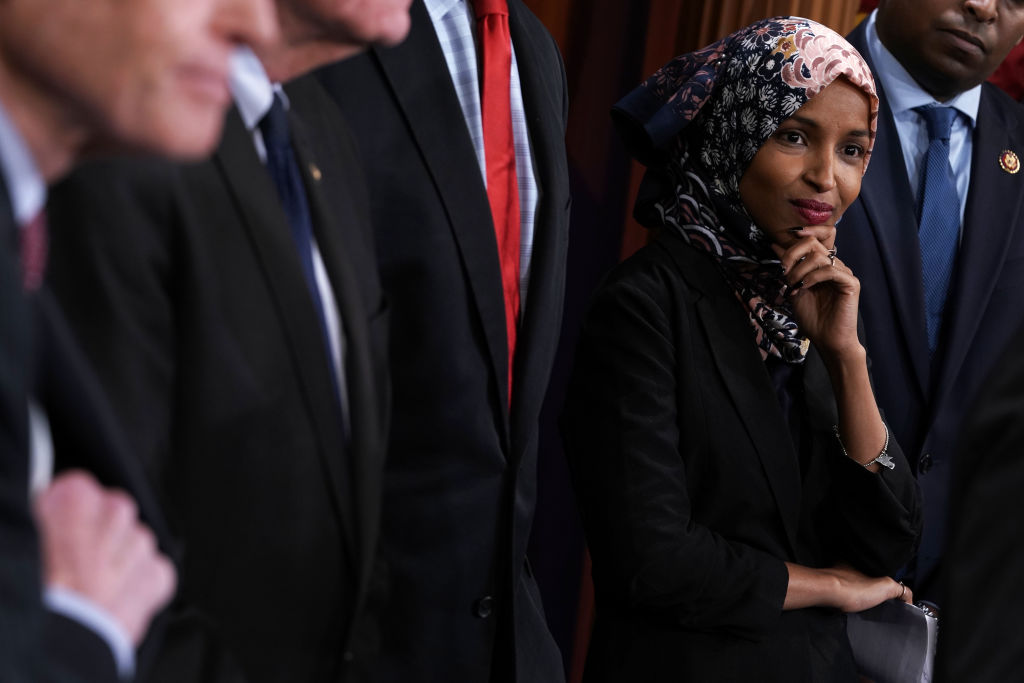 Ilhan Omar at a news conference on Capitol Hill on January 10, 2019. (Alex Wong/Getty Images)