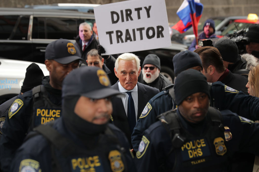 Roger Stone, a longtime adviser to President Donald Trump, arrives at the Prettyman United States Courthouse before facing charges from Special Counsel Robert Mueller that he lied to Congress and engaged in witness tampering January 29, 2019