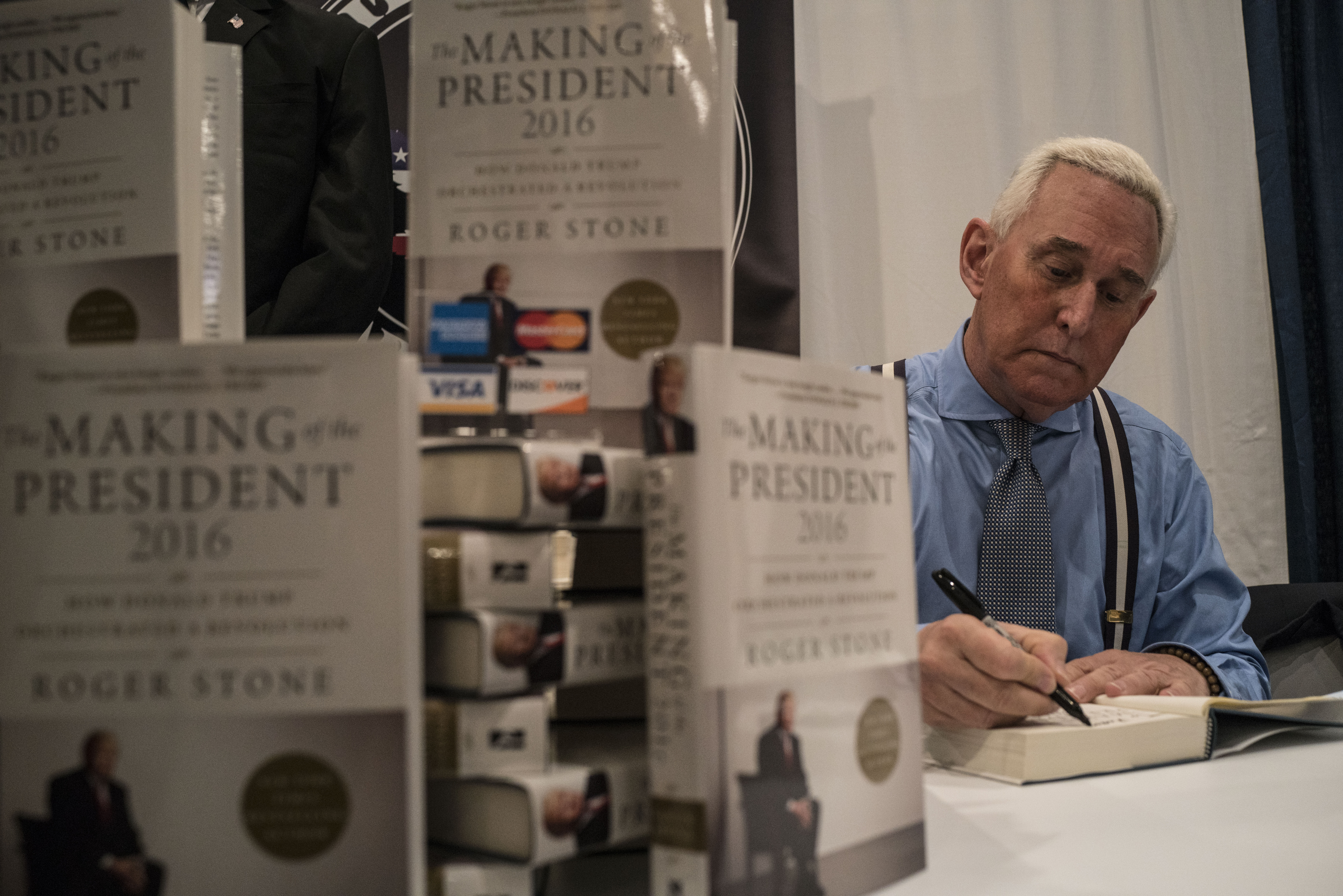 NEW YORK, NY - JUNE 16: Republican operative Roger Stone addresses the Cannabis World Congress and Business Exposition trade show on June 16, 2017 in New York City. As a social libertarian, Stone advocates for the decriminalization of marijuana. (Photo by VIEWpress/Corbis via Getty Images)