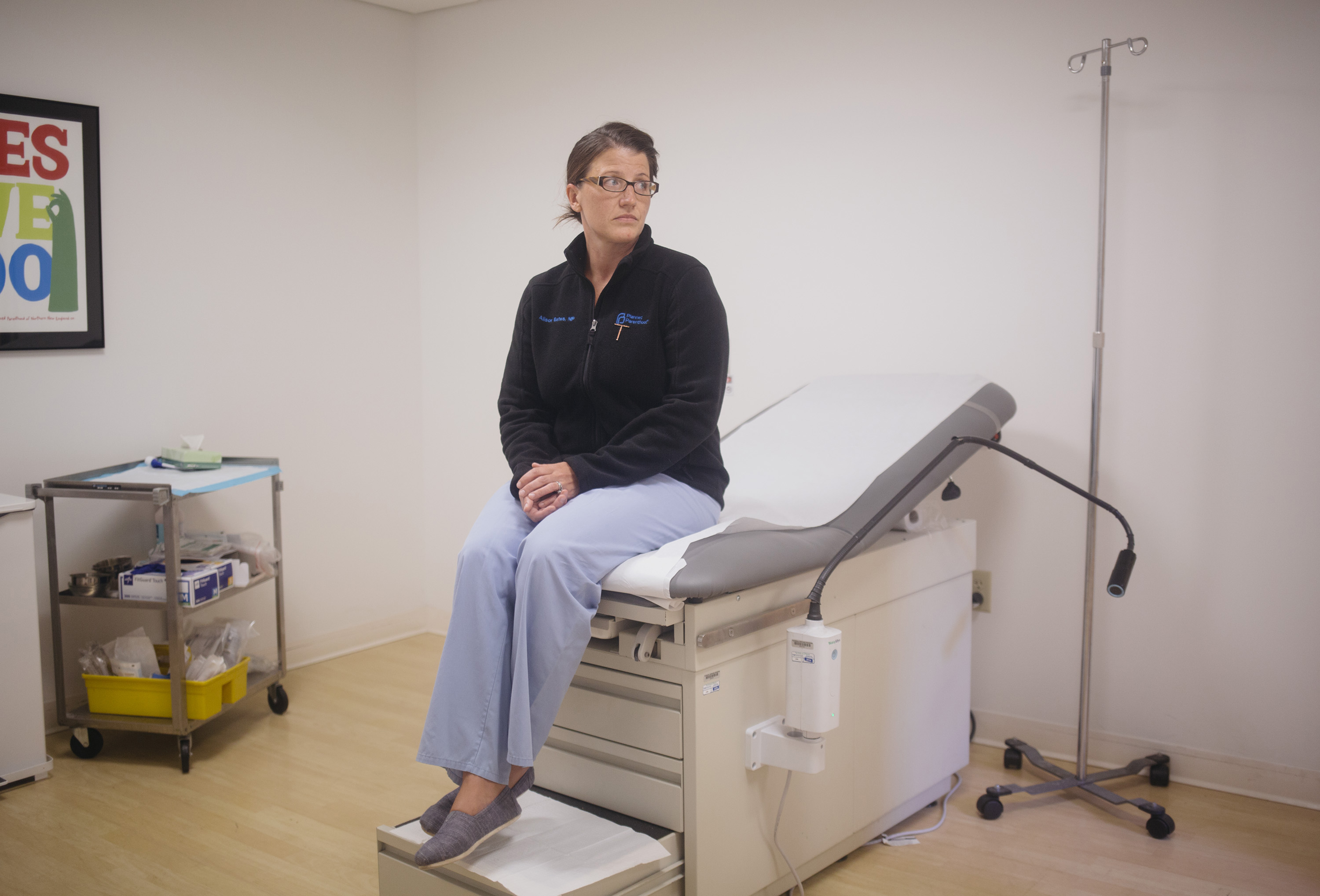 PORTLAND, ME - SEPTEMBER 20: Alison Bates, a nurse practitioner at Planned Parenthood in Portland, poses for a portrait in one of the exam rooms at the office. Bates is one of the plaintiffs in a lawsuit, along with Planned Parenthood, Maine Family Planning and three other nurse practitioners, filed against the state of Maine on Wednesday. If successful, it would allow nurse practitioners and nurse-midwives to perform abortions. (Staff photo by Brianna Soukup/Portland Press Herald via Getty Images)