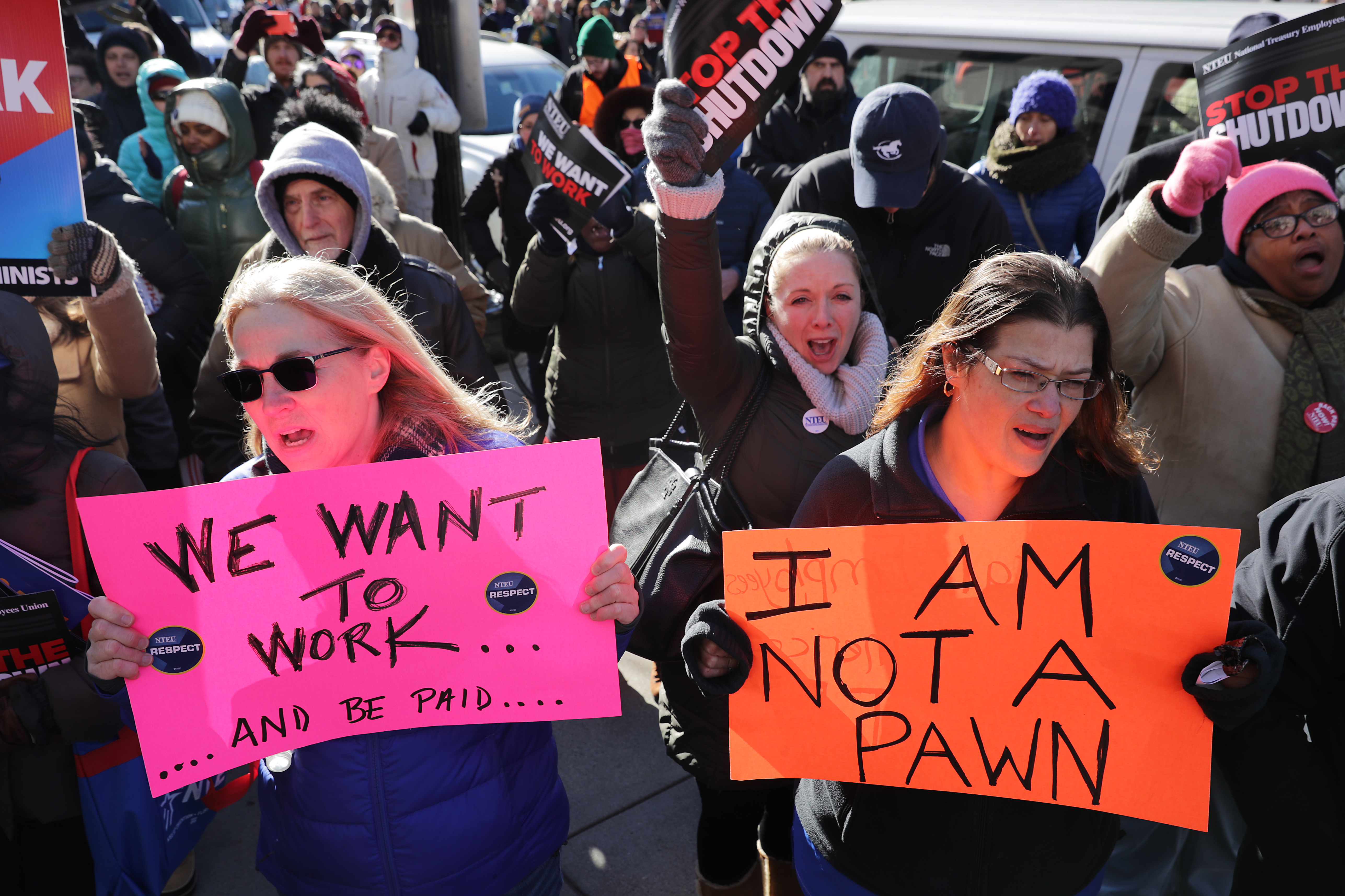Federal workers rallied against the partial federal government shutdown on January 10, 2019 in Washington, DC. CREDIT: Chip Somodevilla/Getty Images