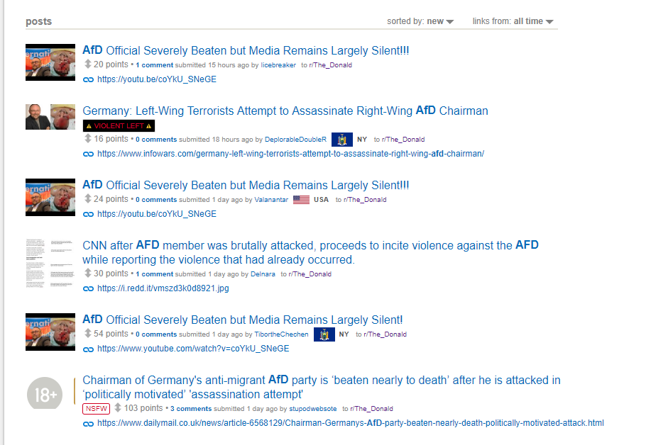 A selection of posts about the incident from r/The_Donald
