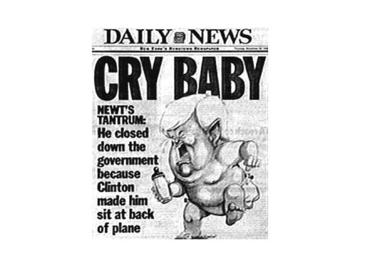 The famous New York Daily News cover mocking Gingrich for shutting down the government.