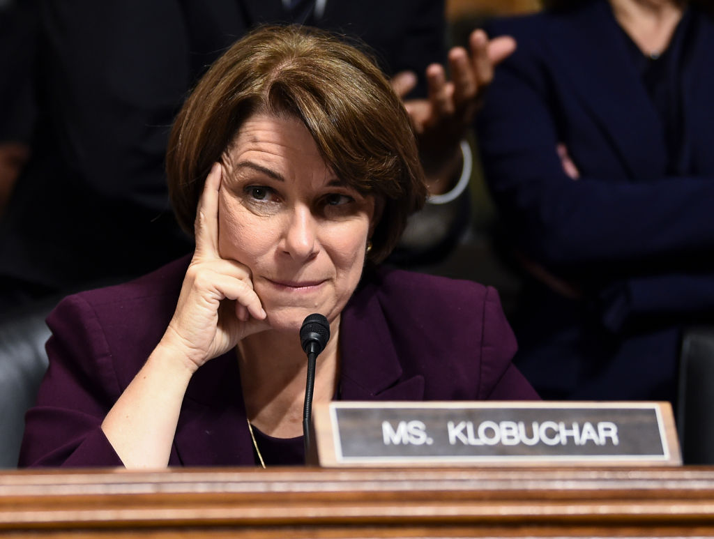 Amy Klobuchar in a Senate Judiciary Committee hearing on Capitol Hill on September 28, 2018. (BRENDAN SMIALOWSKI/AFP/Getty Images)