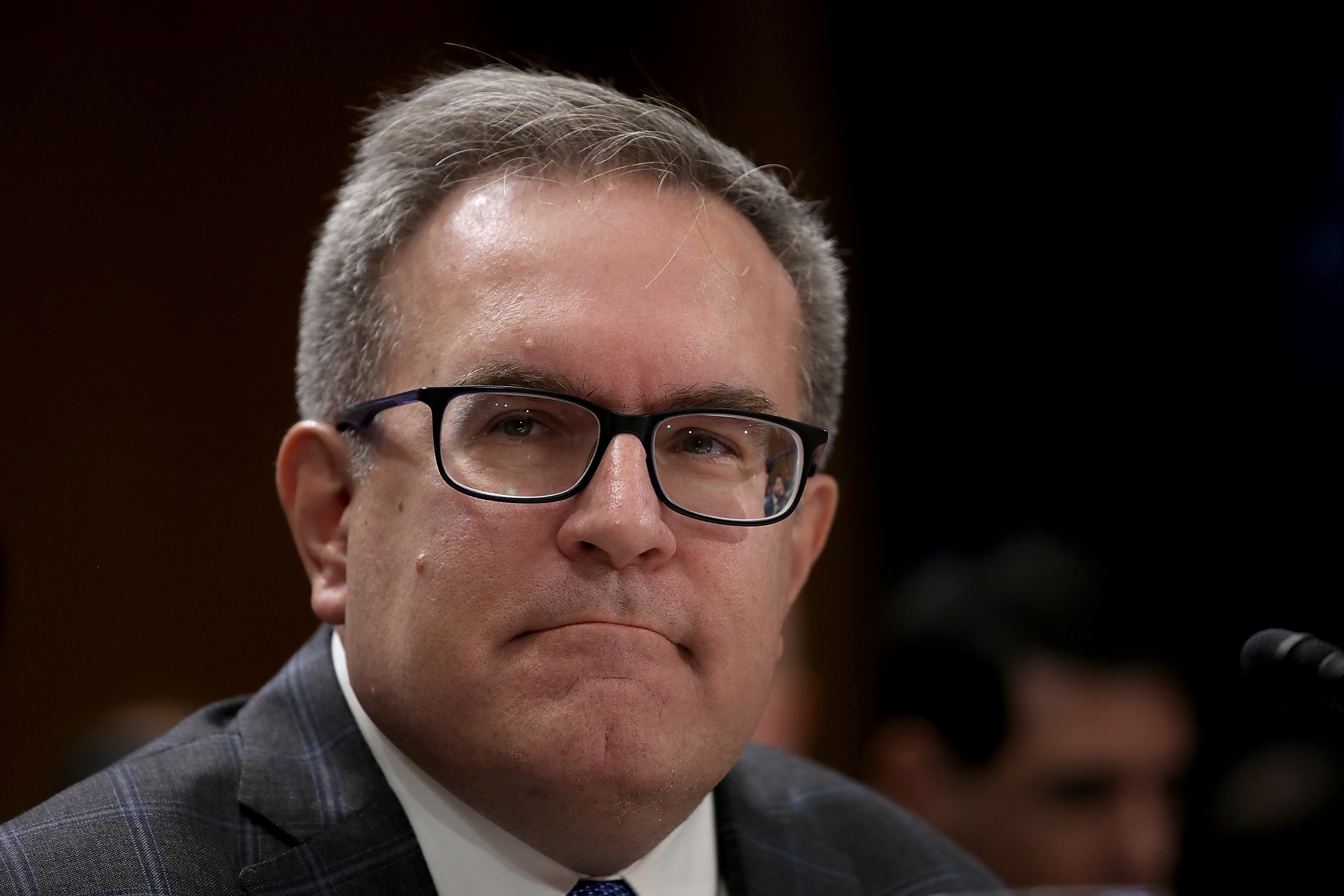 Acting EPA Administrator Andrew Wheeler testifies before the Senate Environment and Public Works Committee August 1, 2018 in Washington, DC. CREDIT: Win McNamee/Getty Images