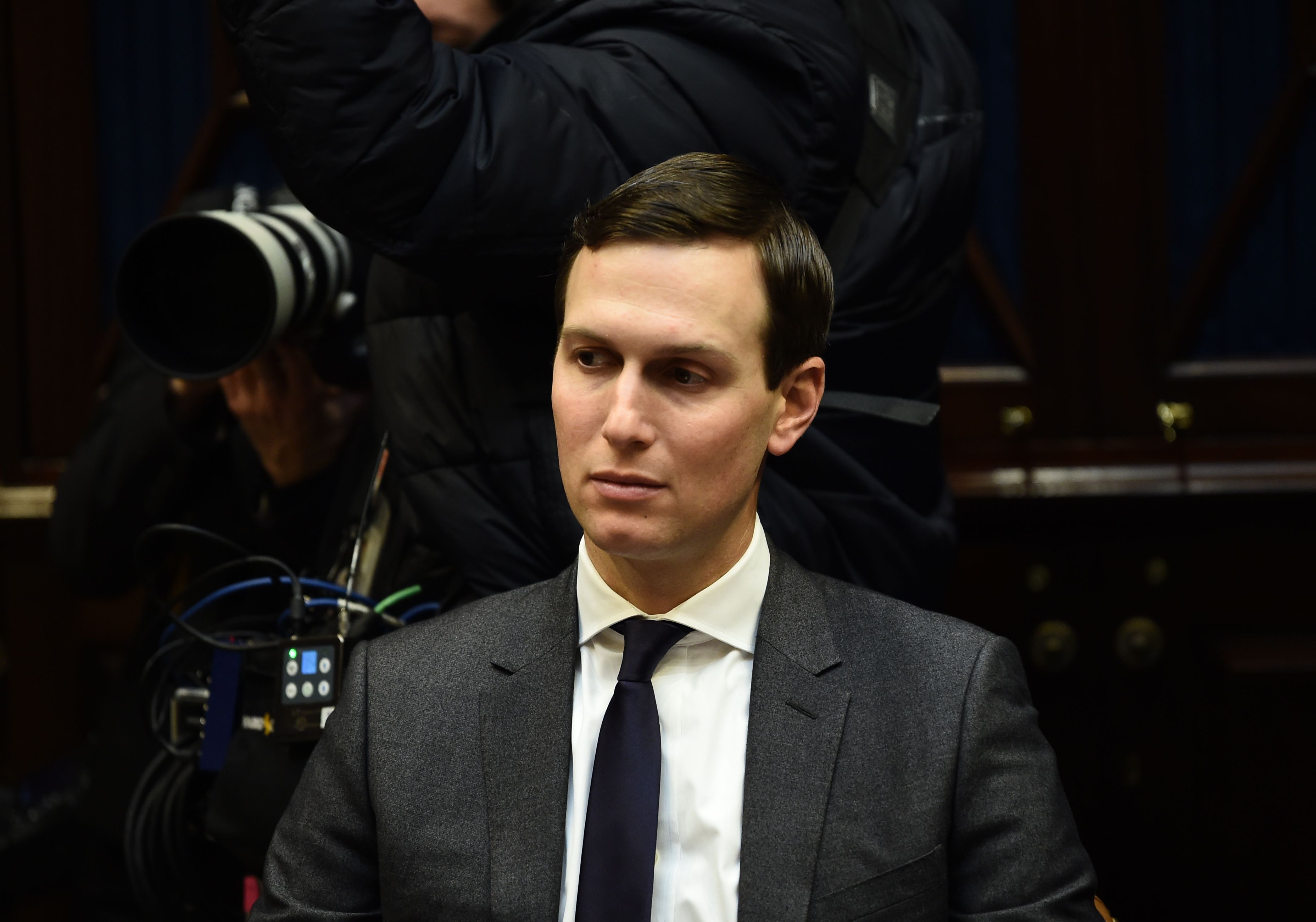 White House advisor Jared Kushner in the Roosevelt Room of the White House in Washingto, DC, January 25, 2019. CREDIT: Brendan Smialowski/AFP/Getty Images.