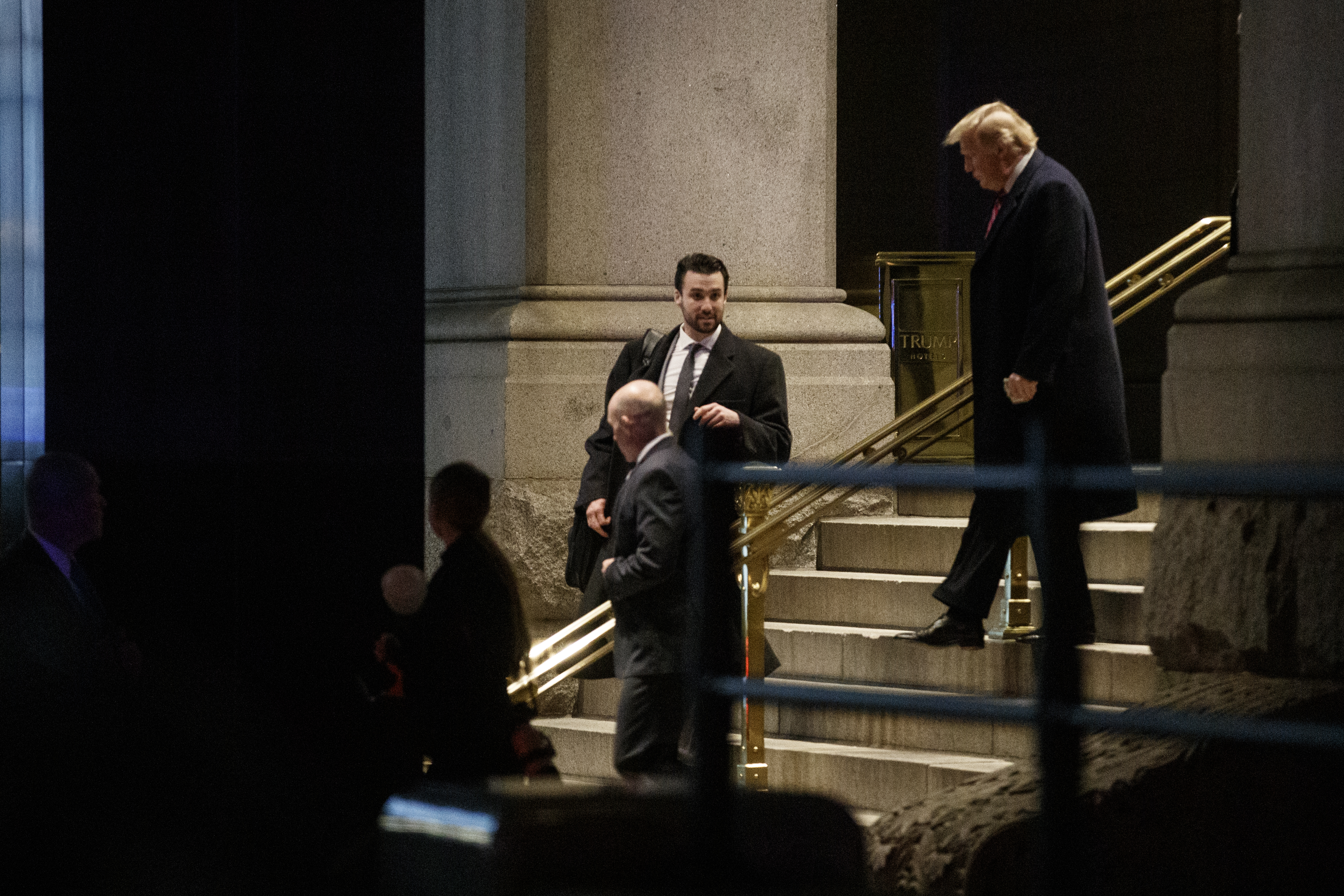 President Donald Trump exits the Trump International Hotel after attending the 2019 MAGA Leadership Summit on January 28, 2019 in Washington, DC. (Photo Credit: Shawn Thew-Pool/Getty Images)