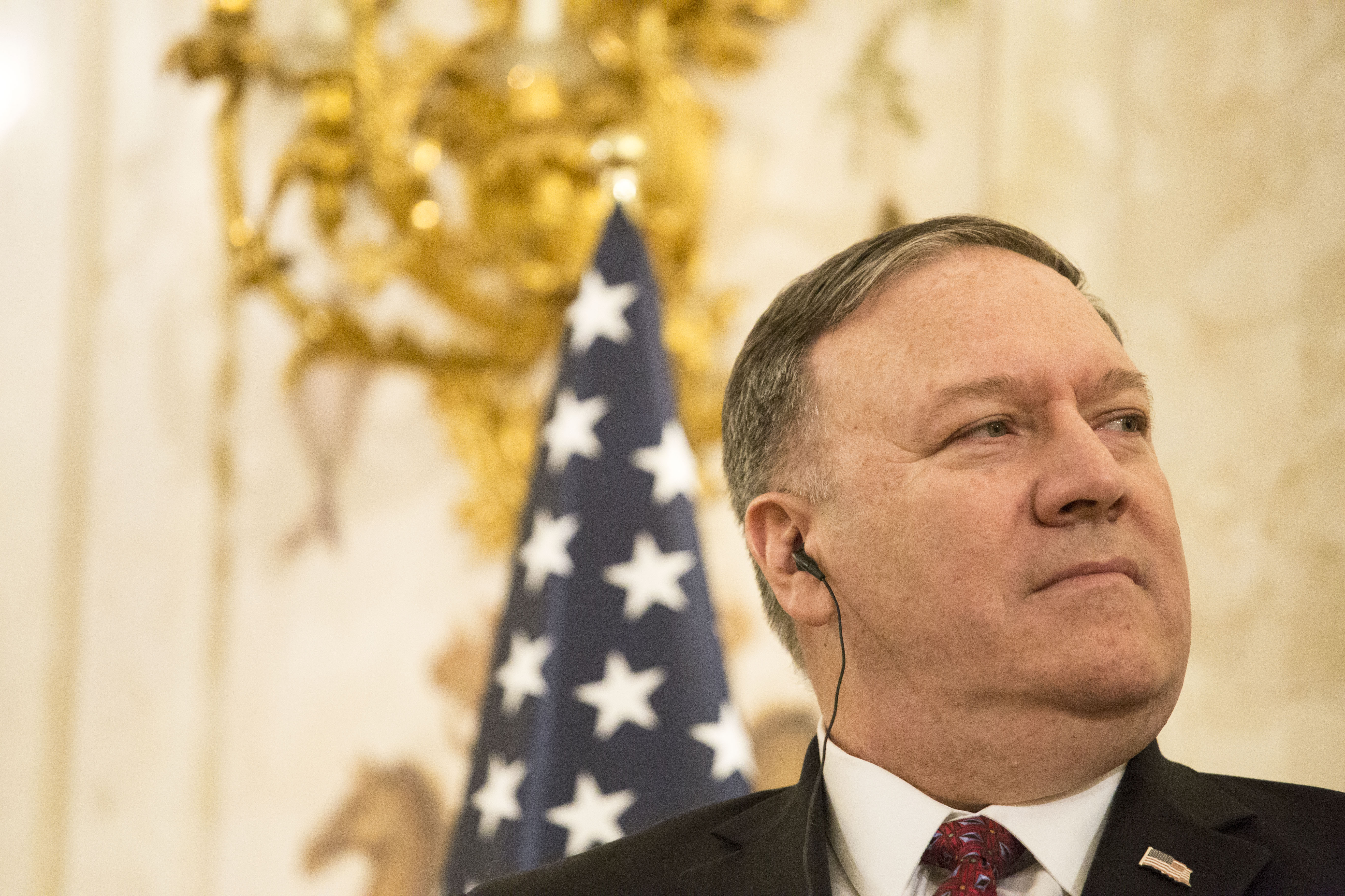 Mike Pompeo during visit in Warsaw on February 12, 2019. CREDIT: Maciej Luczniewski/NurPhoto/ Getty Images.