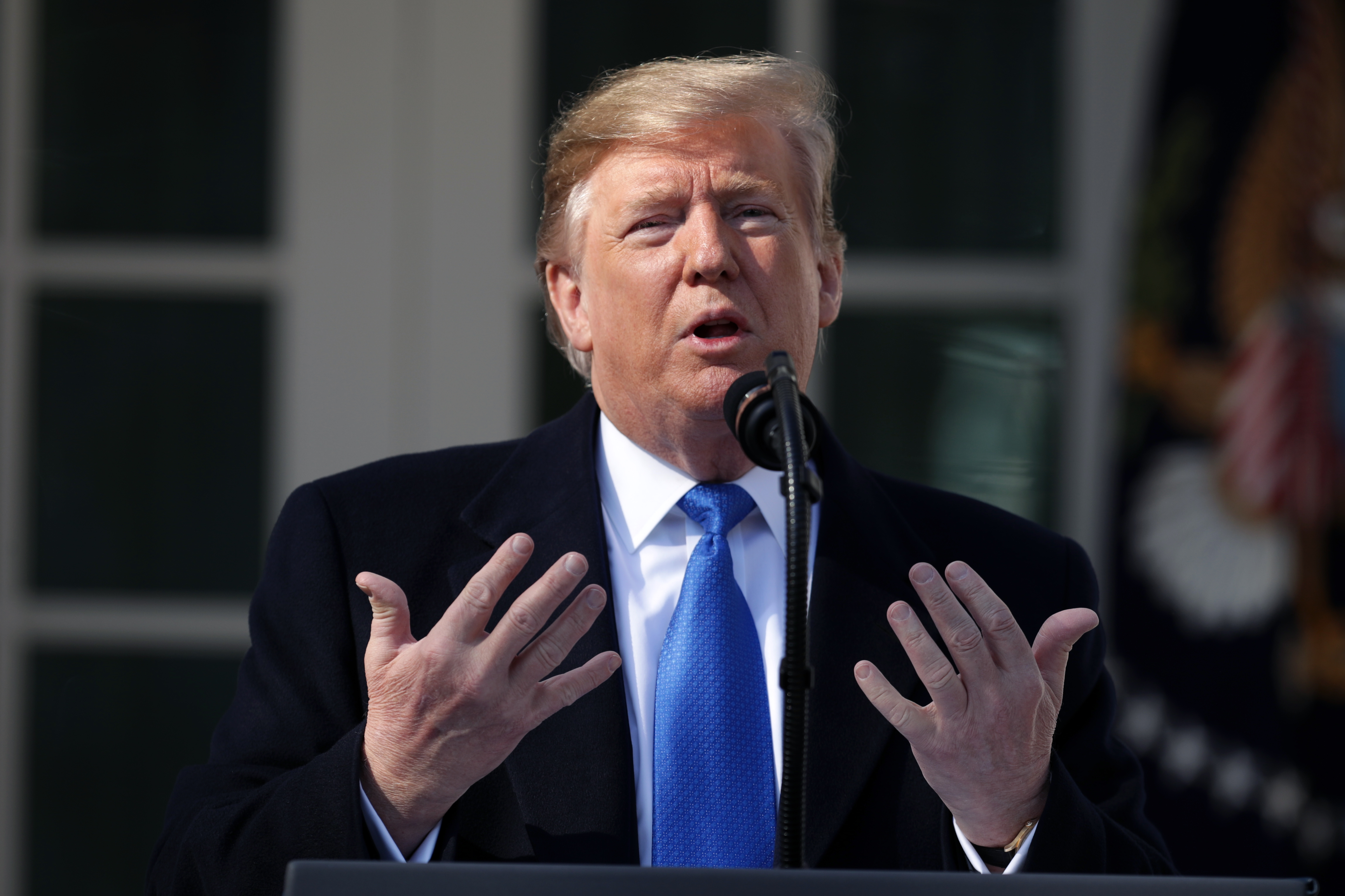 President Donald Trump speaks on border security during a Rose Garden event at the White House February 15, 2019 in Washington, DC. CREDIT: Chip Somodevilla/Getty Images.