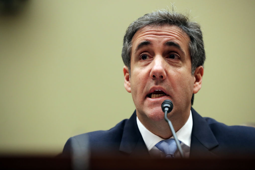 WASHINGTON, DC - FEBRUARY 27: Michael Cohen, the former attorney, and fixer for President Donald Trump testifies before the House Oversight Committee on Capitol Hill February 27 2019, in Washington, DC. Last year Cohen was sentenced to three years in prison and ordered to pay a $50,000 fine for tax evasion, making false statements to a financial institution, unlawful excessive campaign contributions and lying to Congress as part of special counsel Robert Mueller's investigation into Russian meddling in the 2016 presidential elections. (Photo by Chip Somodevilla/Getty Images)
