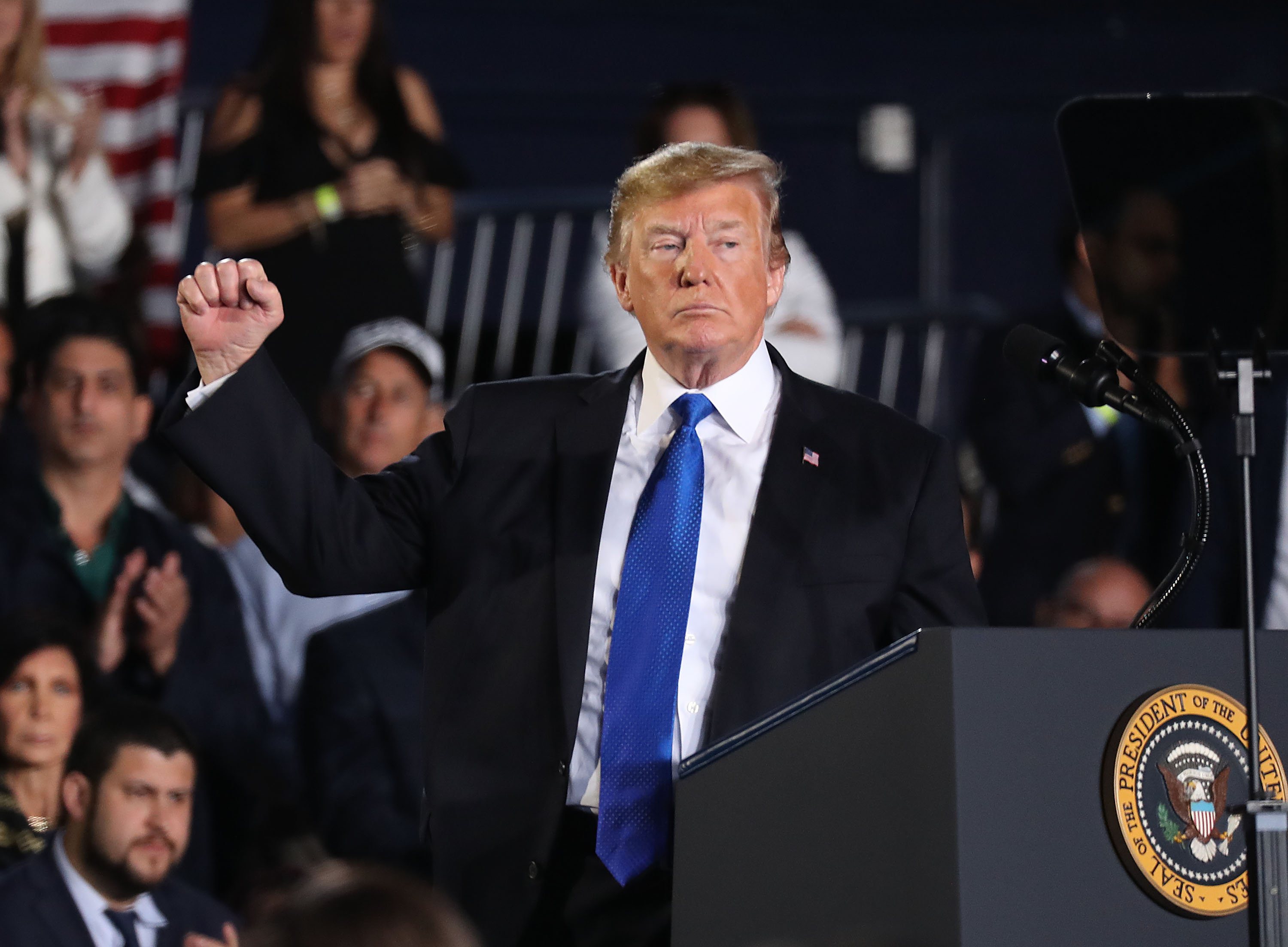 President Donald Trump speaks during a rally at Florida International University on February 18, 2019 in Miami, Florida. CREDIT: Joe Raedle/Getty Images.