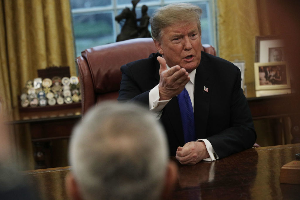 When asked about the scandal in North Carolina's 9th district, Trump pivoted to fabricated stories of election fraud. (CREDIT: Alex Wong/Getty Images)
