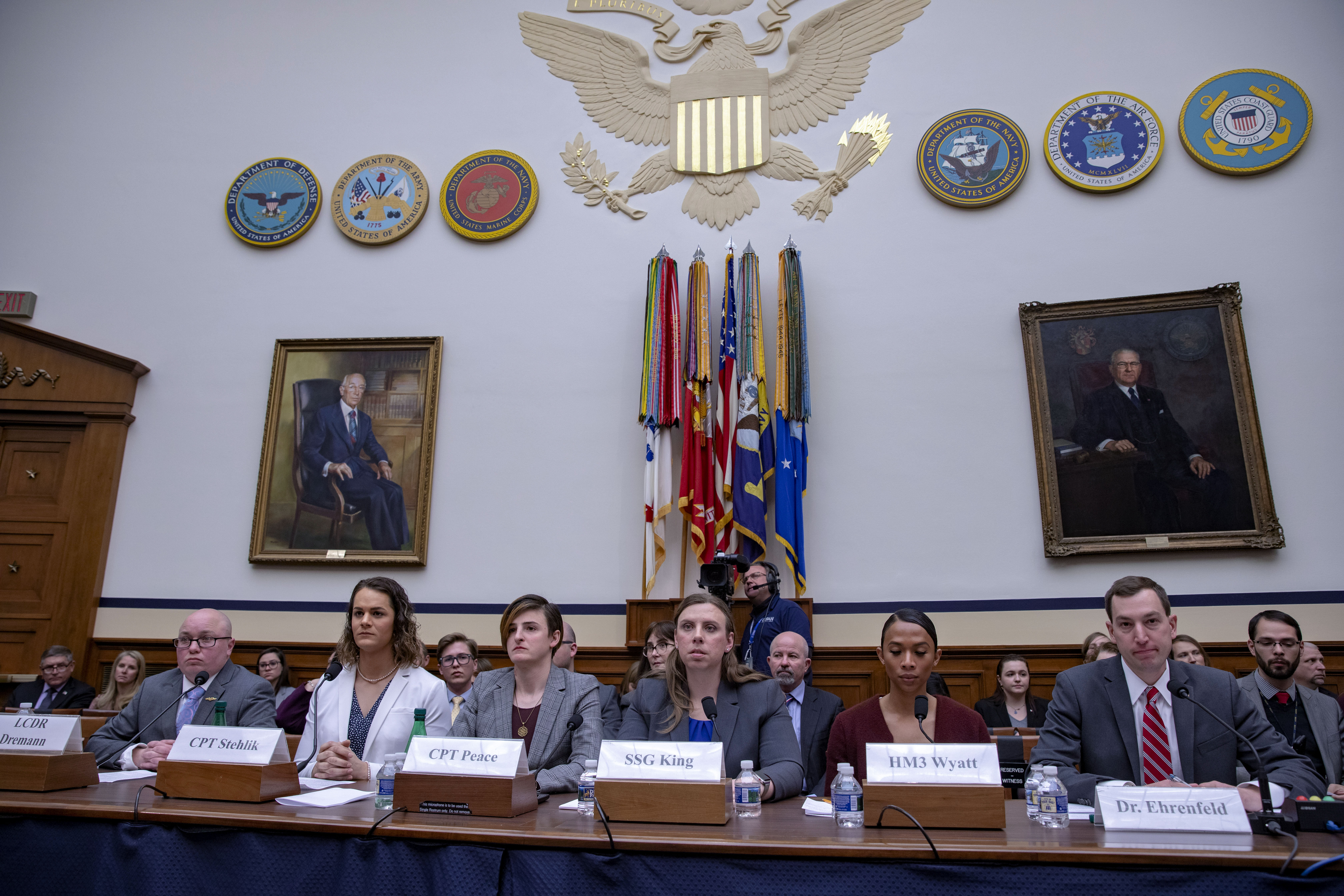 Transgender military personnel testified before Congress for the first time ever Wednesday. CREDIT: Tasos Katopodis/Getty Images
