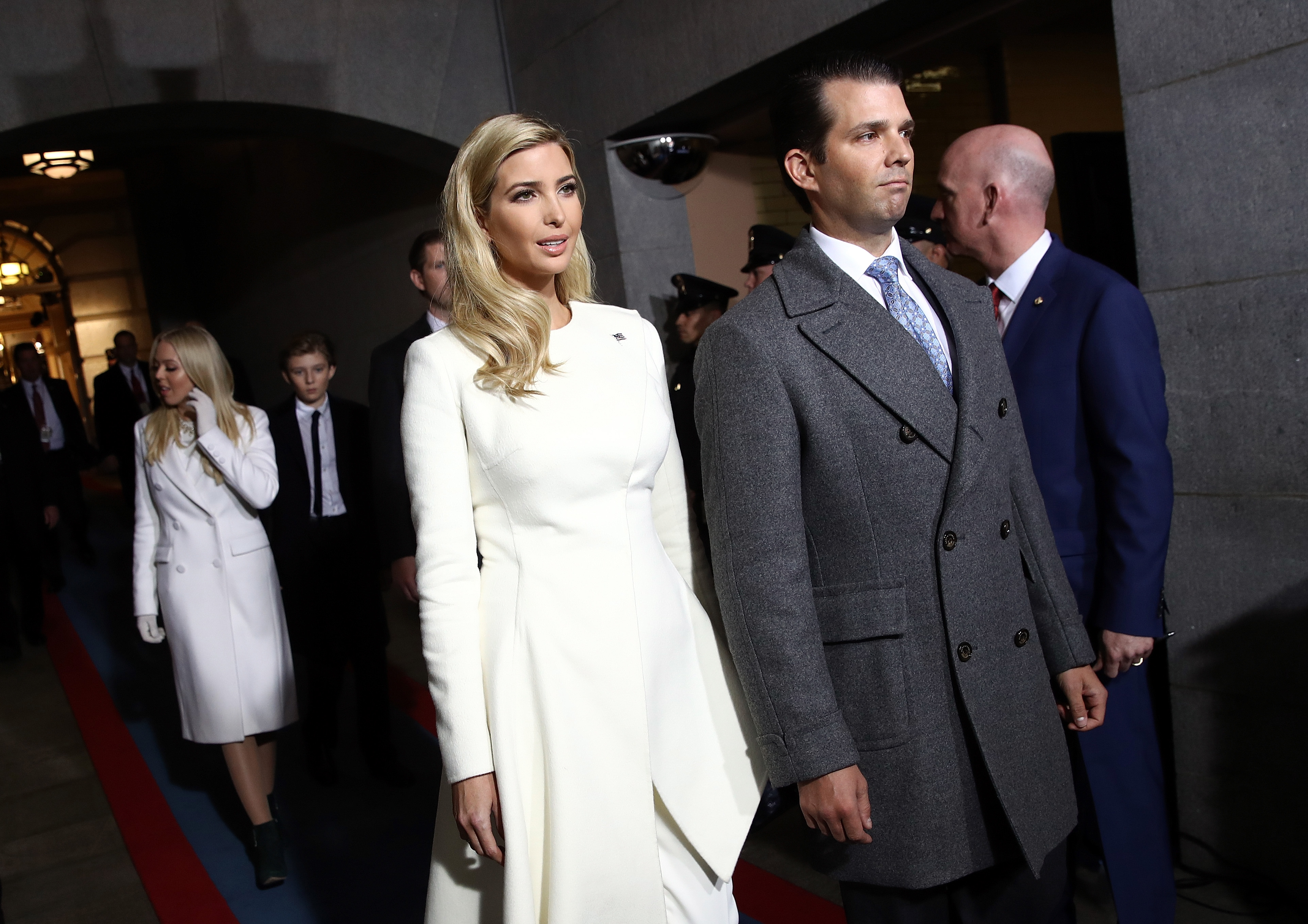 WASHINGTON, DC - JANUARY 20: (L-R) Ivanka Trump and Donald Trump, Jr. arrive on the West Front of the U.S. Capitol on January 20, 2017 in Washington, DC. Credit: Win McNamee/Getty Images