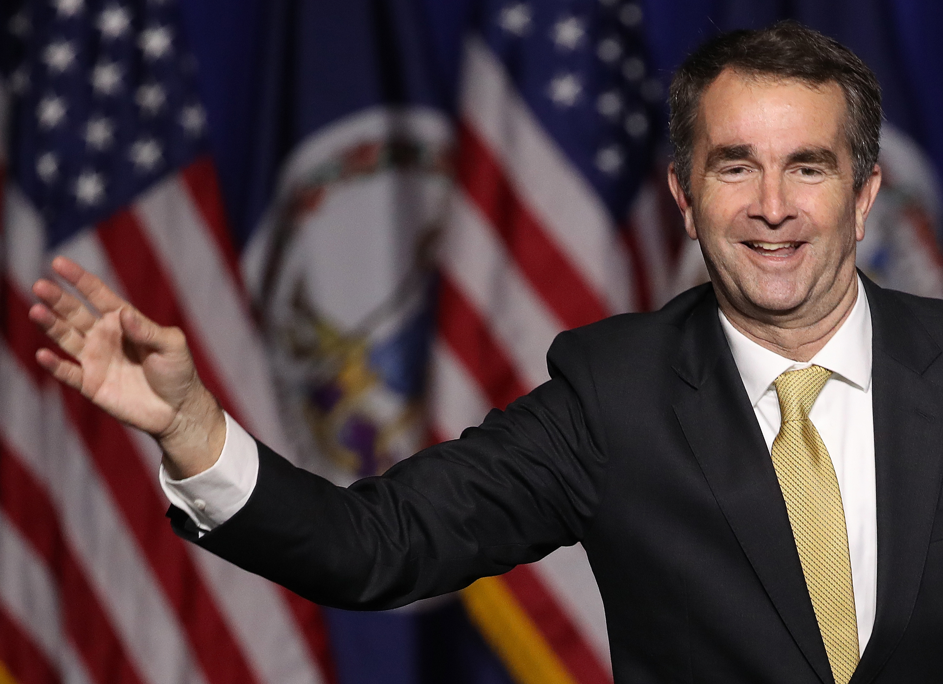 A photo of Virginia Gov. Ralph Northam (D) and another person in blackface, KKK uniform surfaced Friday. CREDIT: Win McNamee/Getty Images