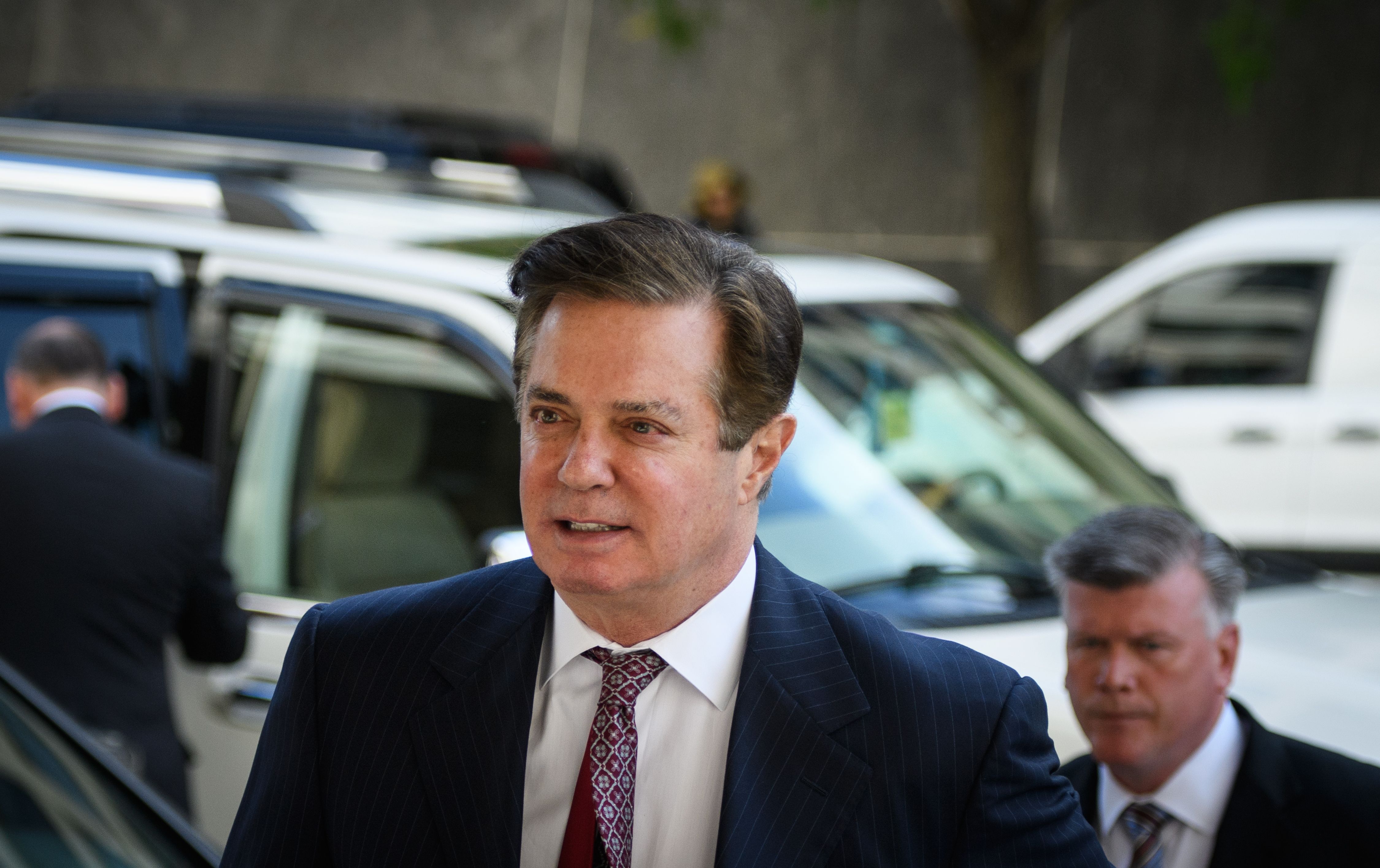 Paul Manafort arrives for a hearing at US District Court on June 15, 2018 in Washington, DC. - A judge revoked Manafort's bail and sent him to jail over claims he was tampering with witnesses in the case against him brought by special counsel Robert Mueller. (Photo by MANDEL NGAN / AFP) (Photo credit should read MANDEL NGAN/AFP/Getty Images)