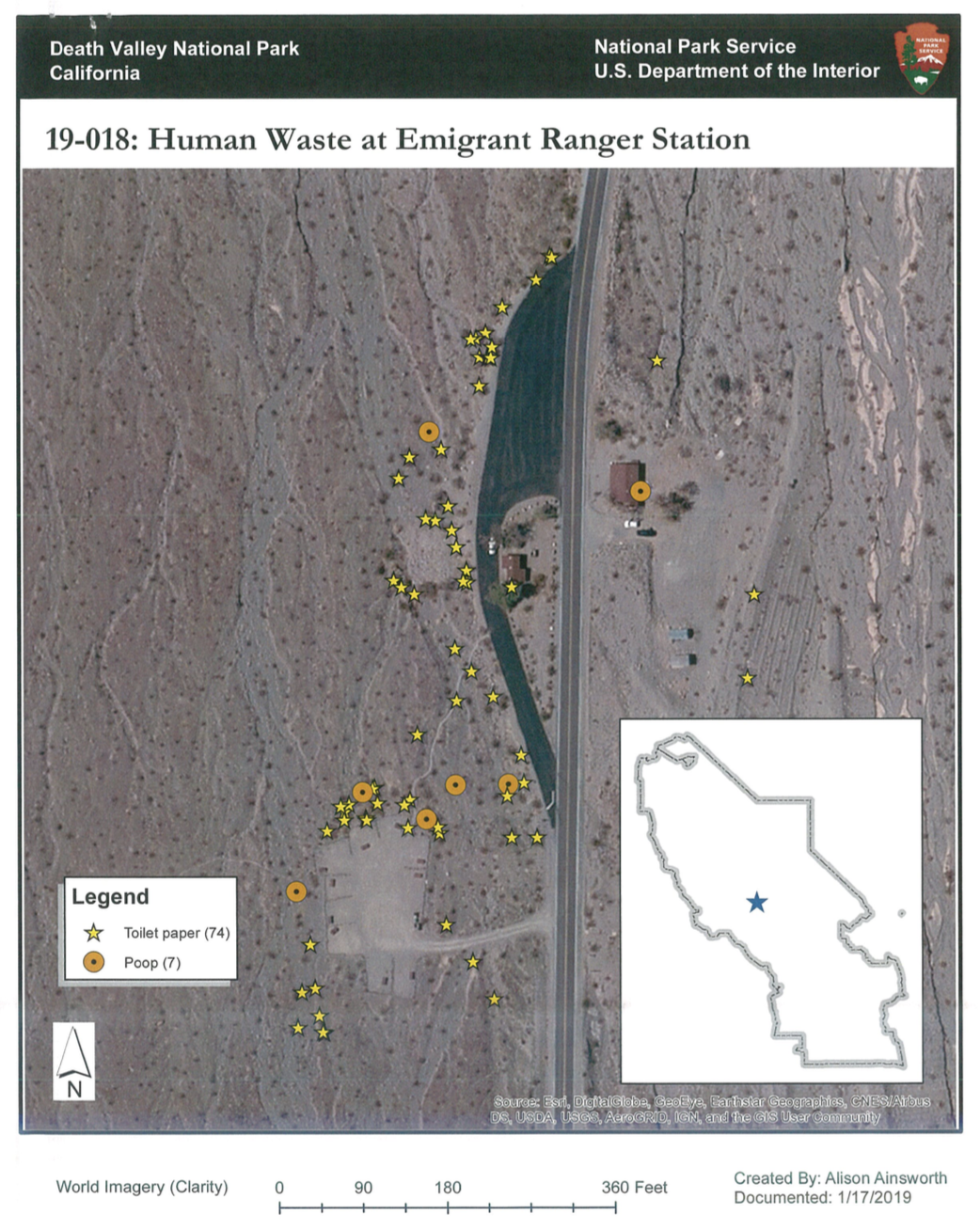 MAP DEPICTING HUMAN WASTE AT EMIRGRANT RANGER STATES OBTAINED BY THINKPROGRESS VIA FOIA.
