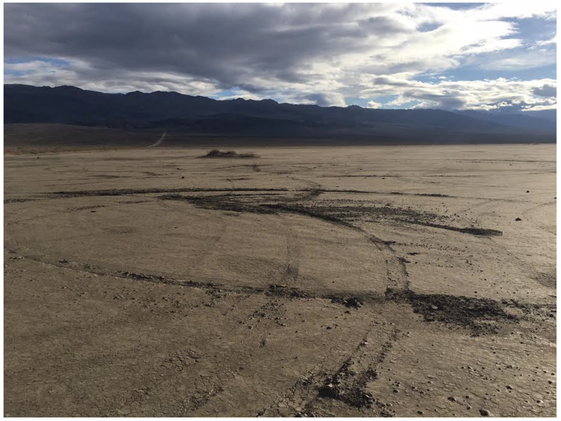 Damage to Panamint Playa, Death Valley. Photo via documents obtained by ThinkProgress.