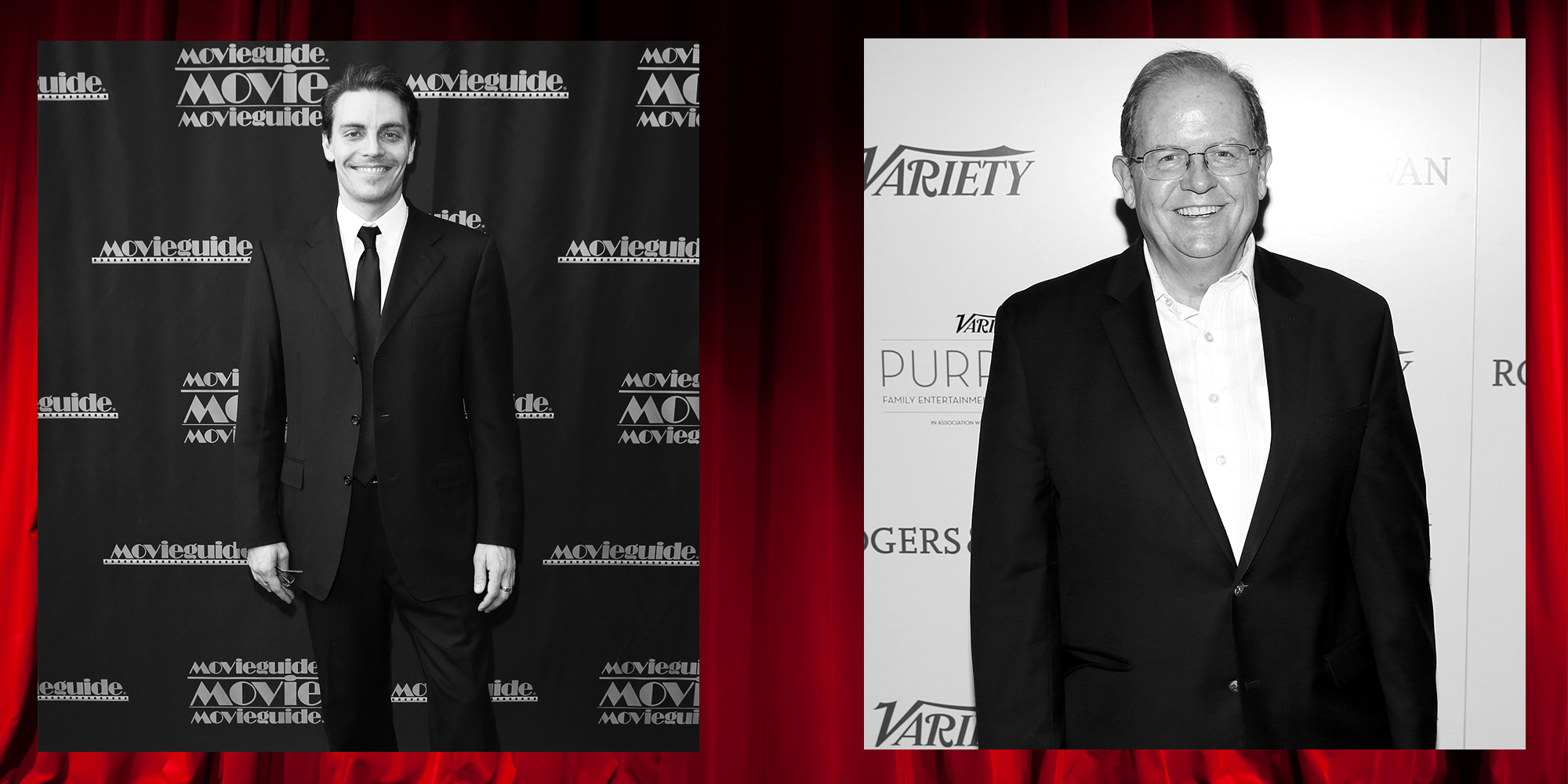 Why did Ted Baehr (right), the king of America's Christian entertainment industry, partner with Alexey Komov (left), a key employee of a sanctioned Russian oligarch? IMAGE ILLUSTRATION BY DIANA OFOSU, PHOTOS BY GETTY