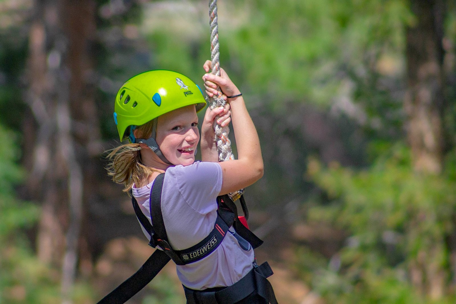 A summer camper at Sky High Ranch in Woodland Park, Colorado, 2017. CREDIT: Girl Scouts of Colorado
