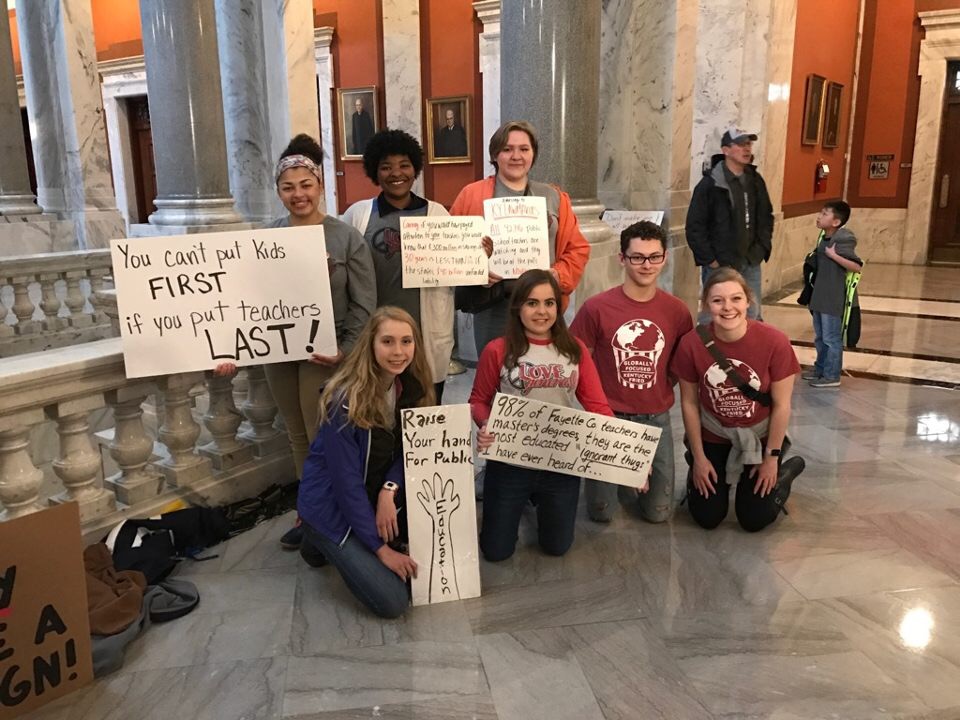 Students in Kentucky protest in support of their striking teachers in 2018. (Photo Courtesy of Amelia Loeffler)